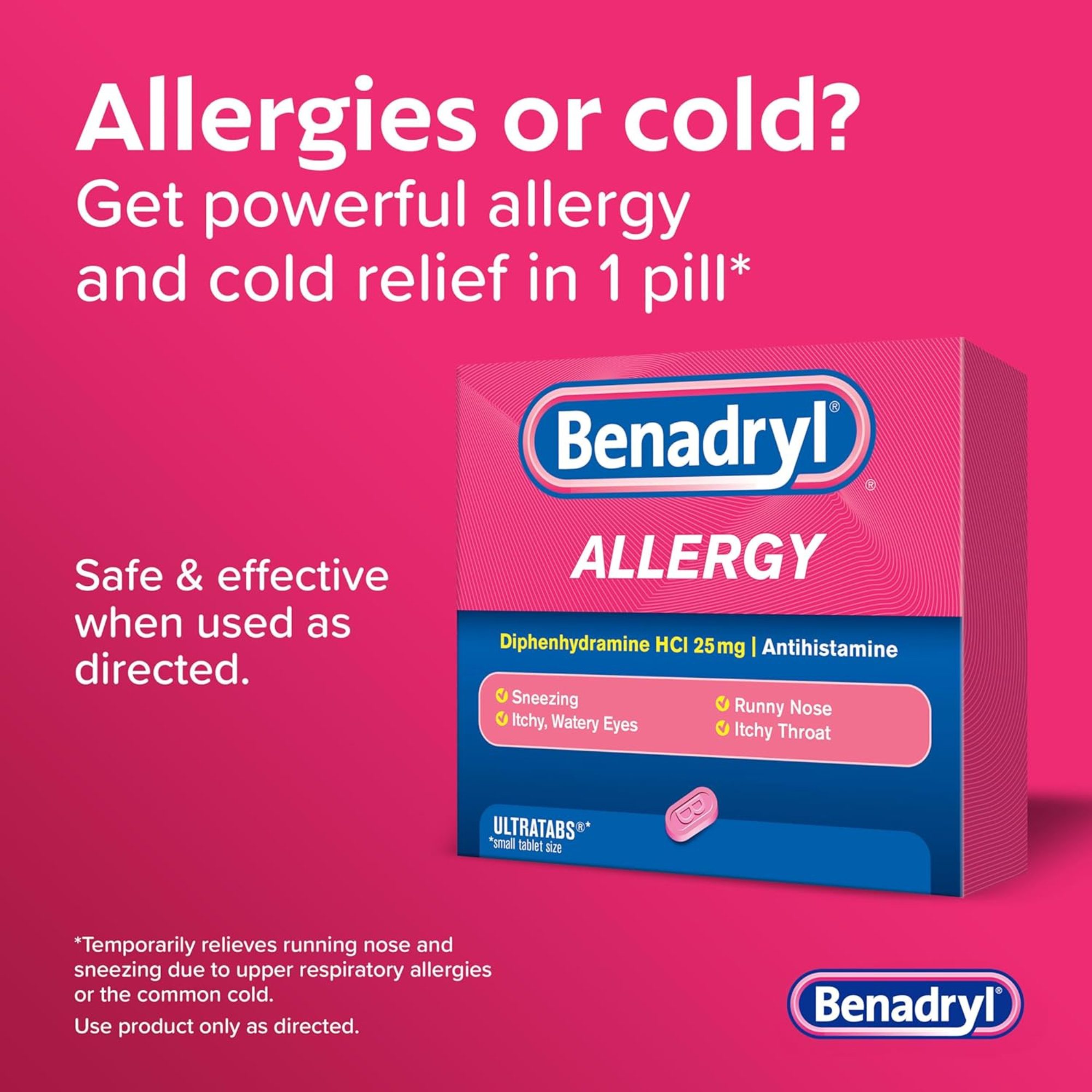 Benadryl Allergy Relief, 25 mg, Tablets