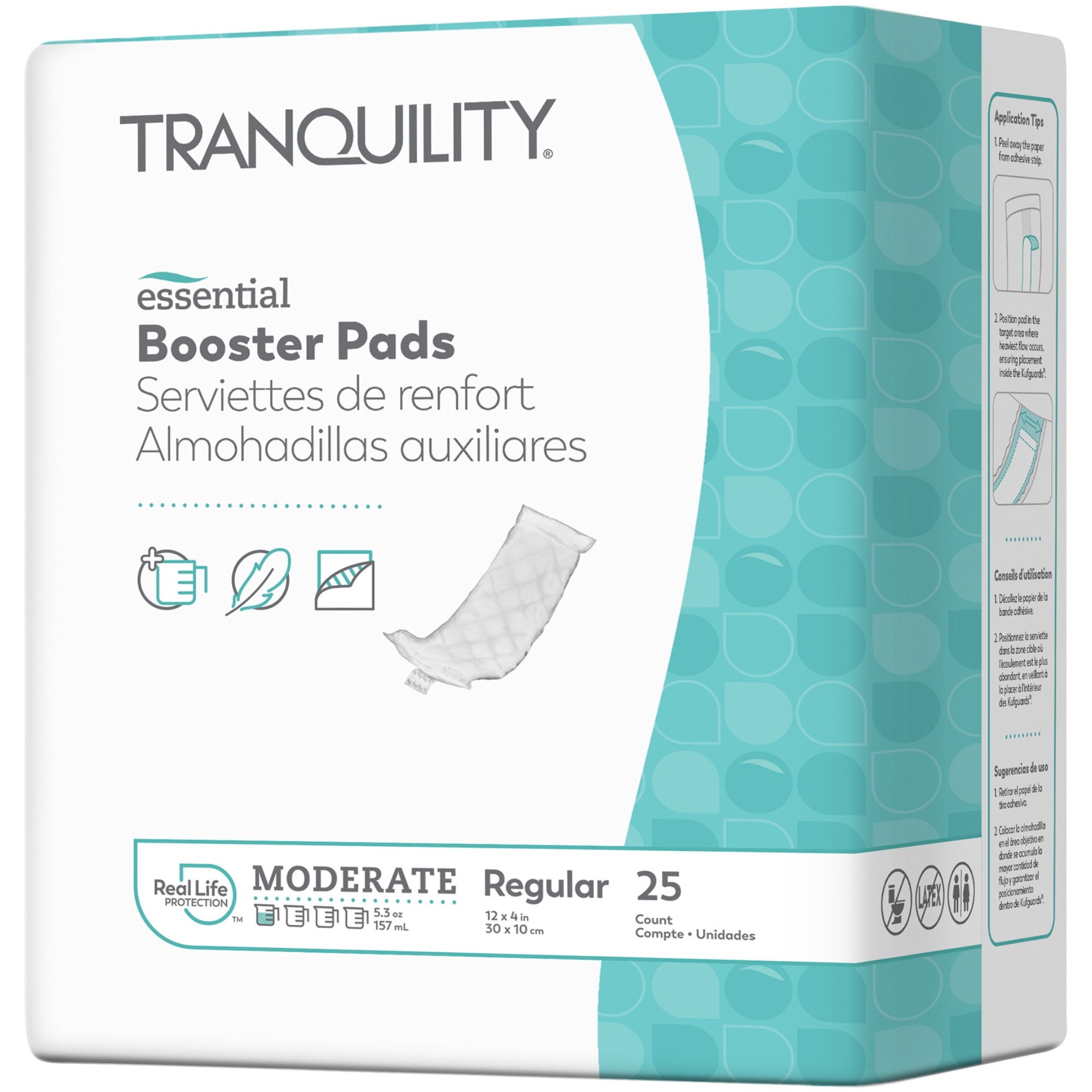 Tranquility Essential Disposable Booster Pads with Adhesive Strip, Moderate Absorbency