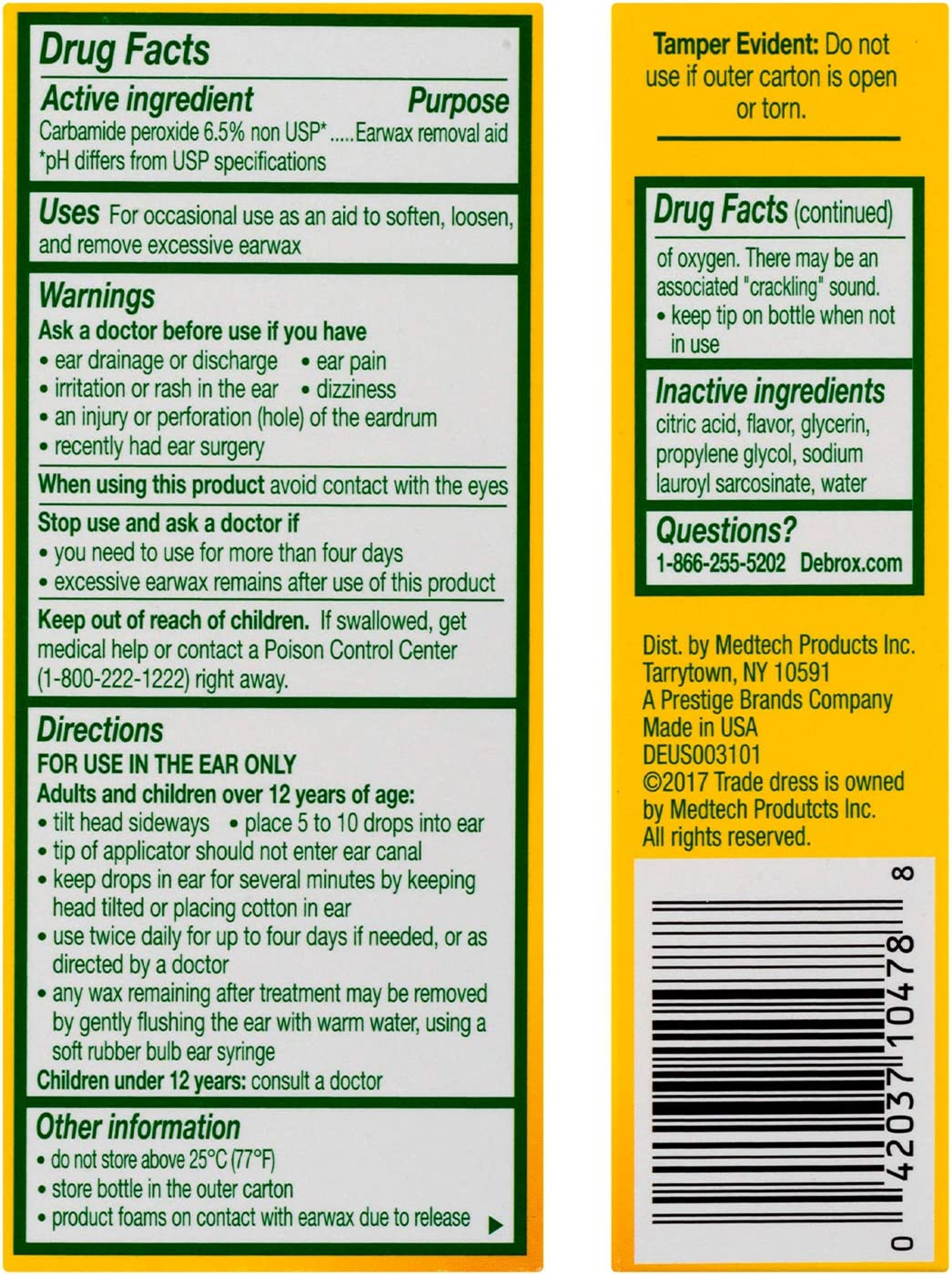 Debrox Earwax Removal Aid, 04203710478, 1 Each