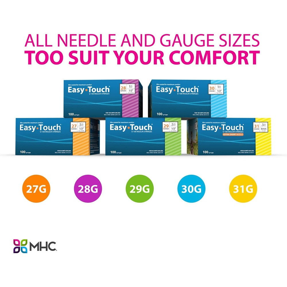 Easy Touch U-100 Insulin Syringes Short Needle, 31 gauge