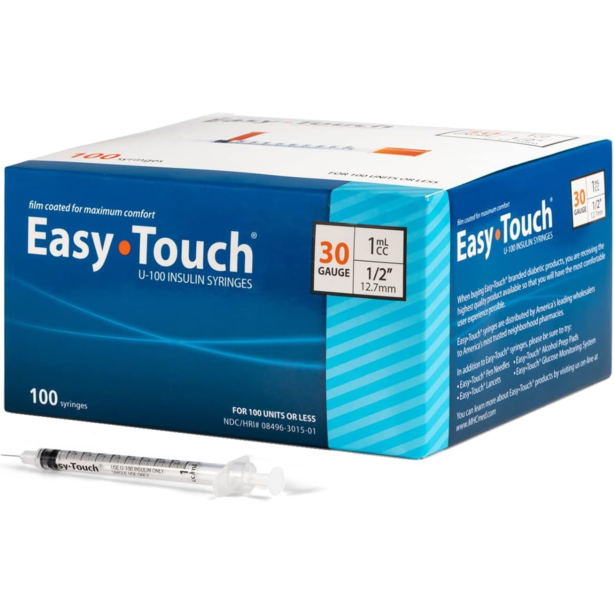 Easy Touch U-100 Insulin Syringes, 30 gauge
