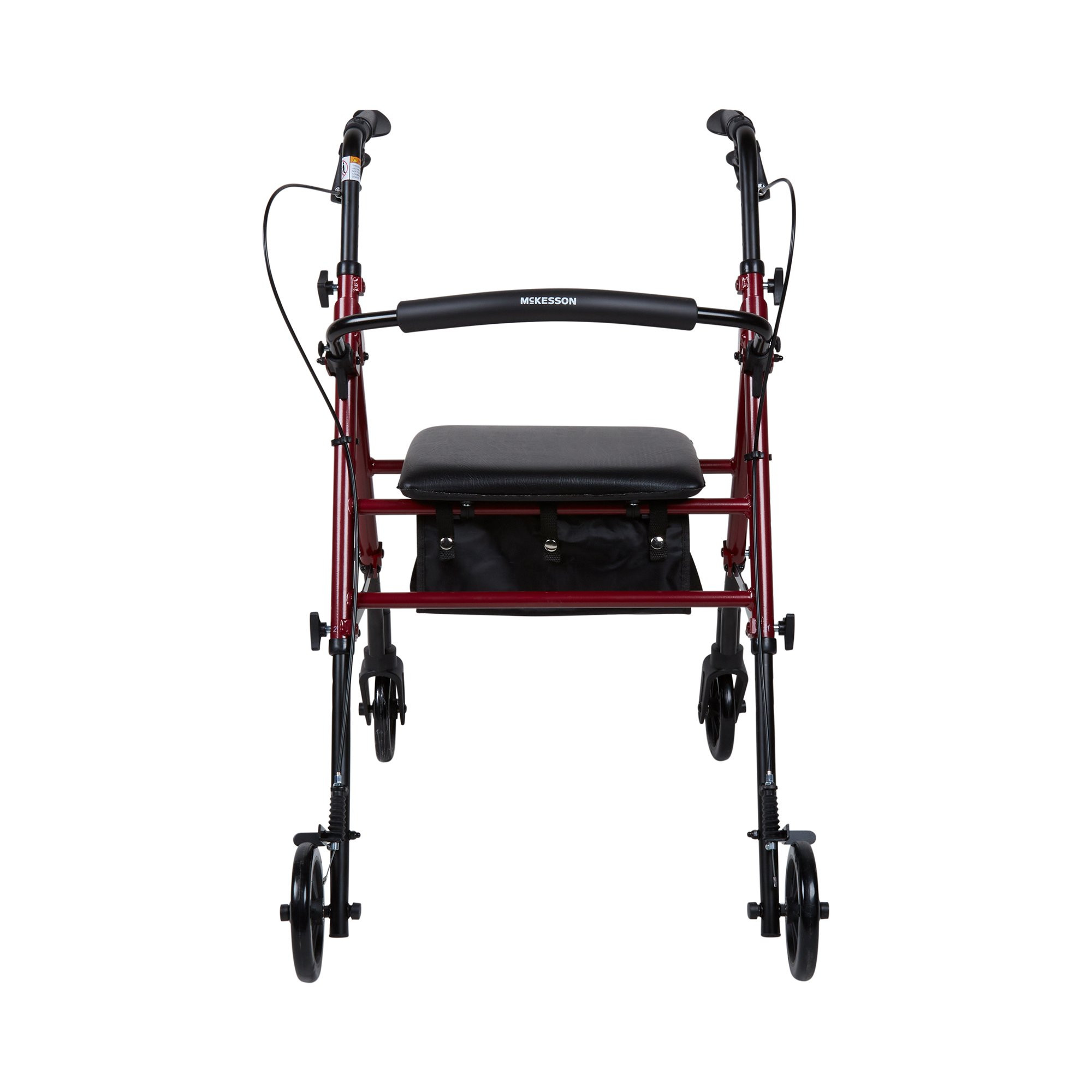 McKesson Adjustable Height 4 Wheel Rollator, 6" Casters, 146-RTL10261RD, Red - 1 Each