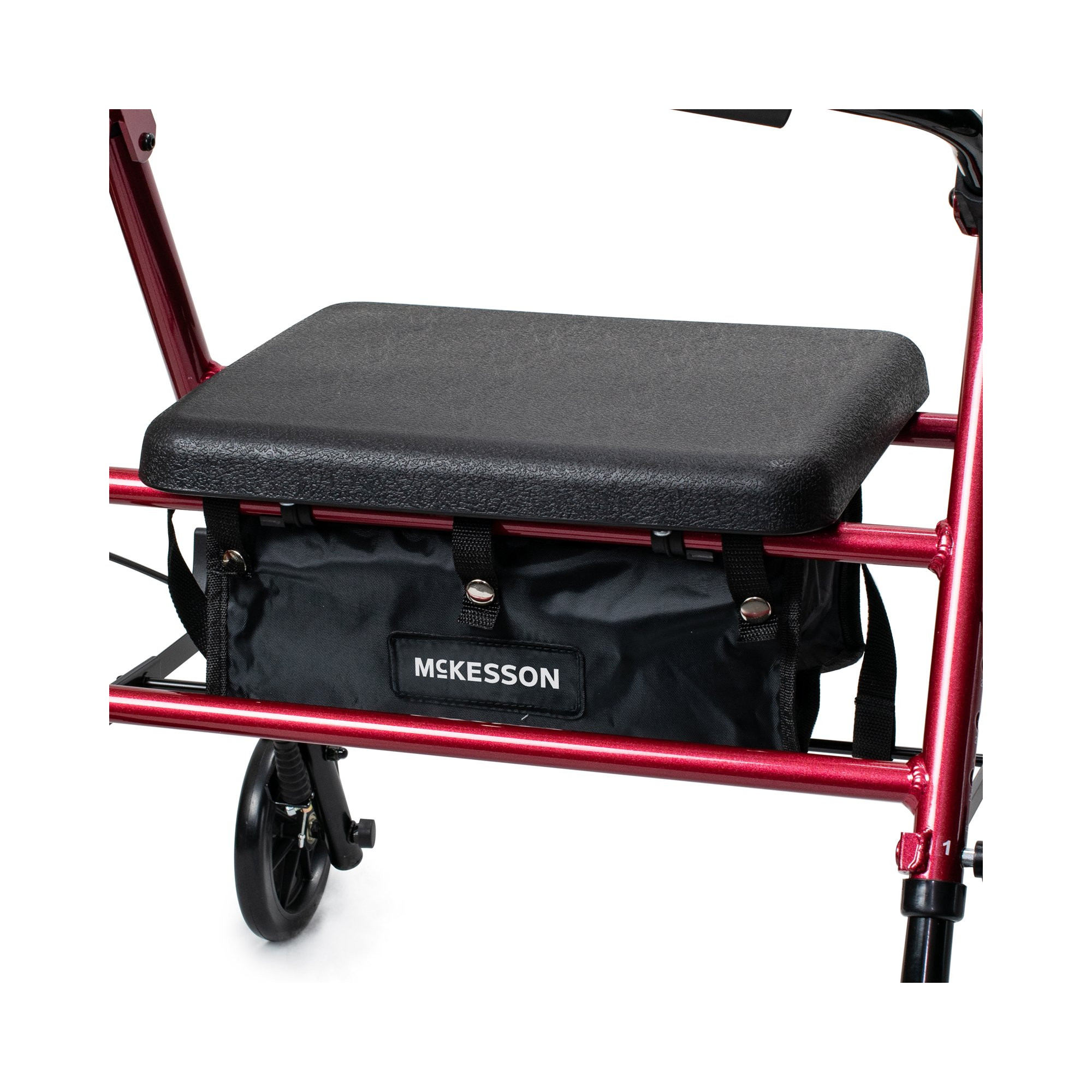 McKesson Adjustable Height 4 Wheel Rollator, 6" Casters, 146-RTL10261RD, Red - 1 Each