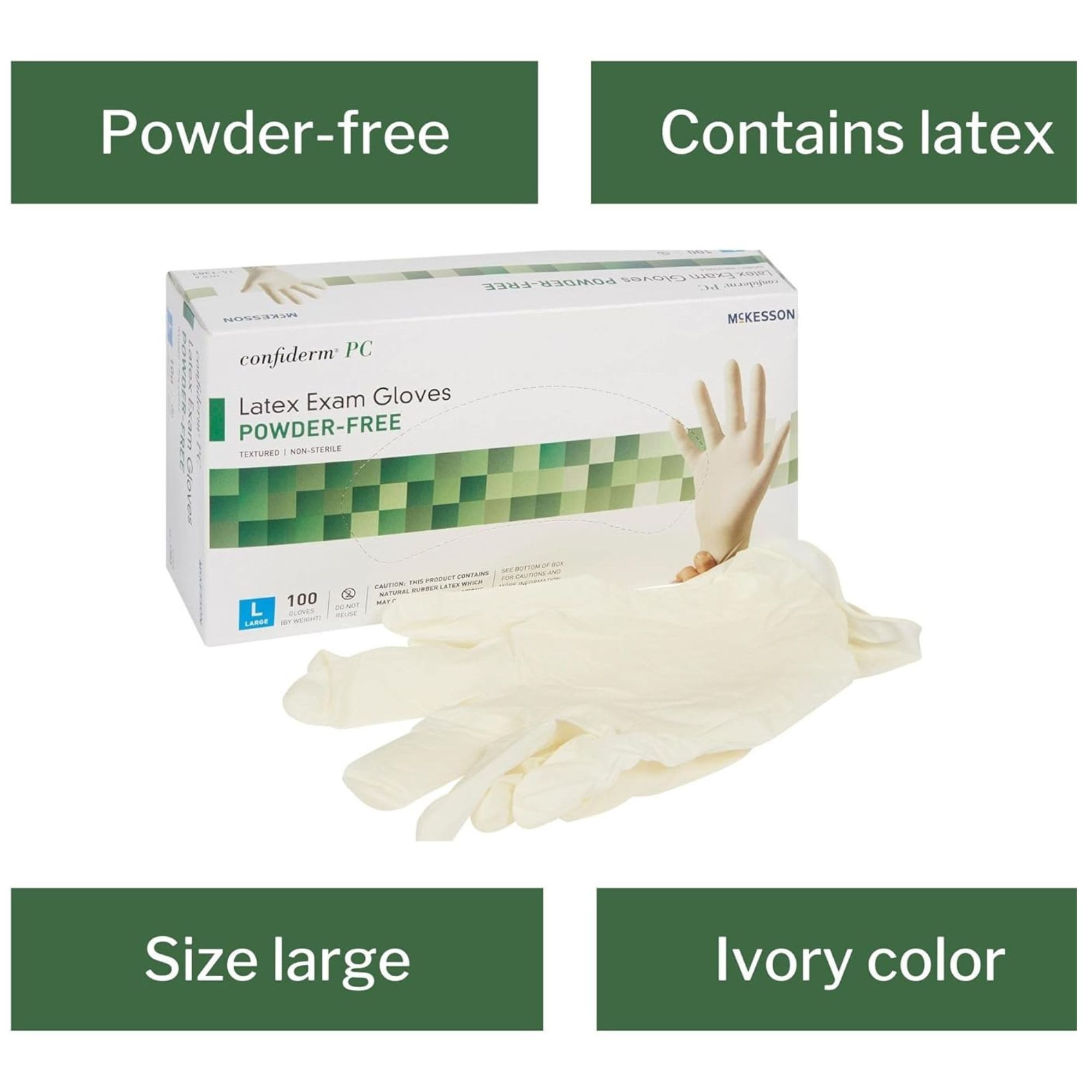 McKesson Confiderm PC Latex Exam Gloves, Powder-Free