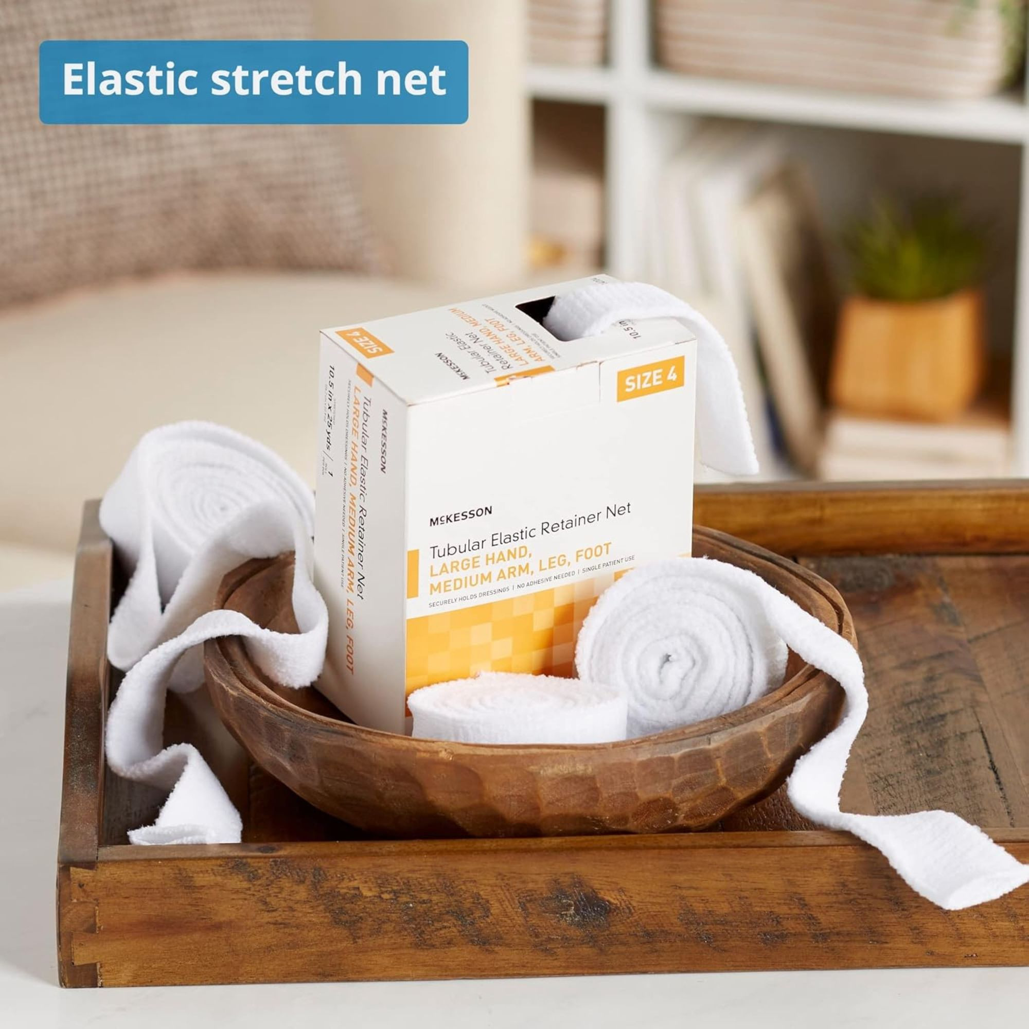 McKesson Tubular Elastic Retainer Net, 10.5" X 25 yd, MSVP114704, Size 4 - Large Hand / Medium Arm / Leg / Foot