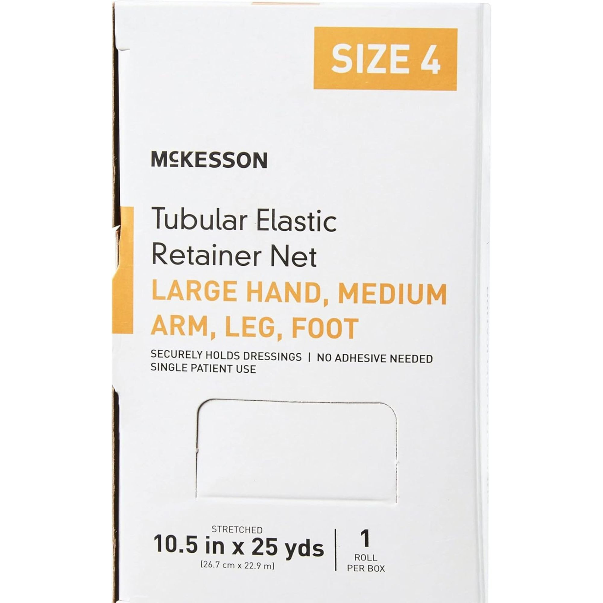 McKesson Tubular Elastic Retainer Net, 10.5" X 25 yd, MSVP114704, Size 4 - Large Hand / Medium Arm / Leg / Foot