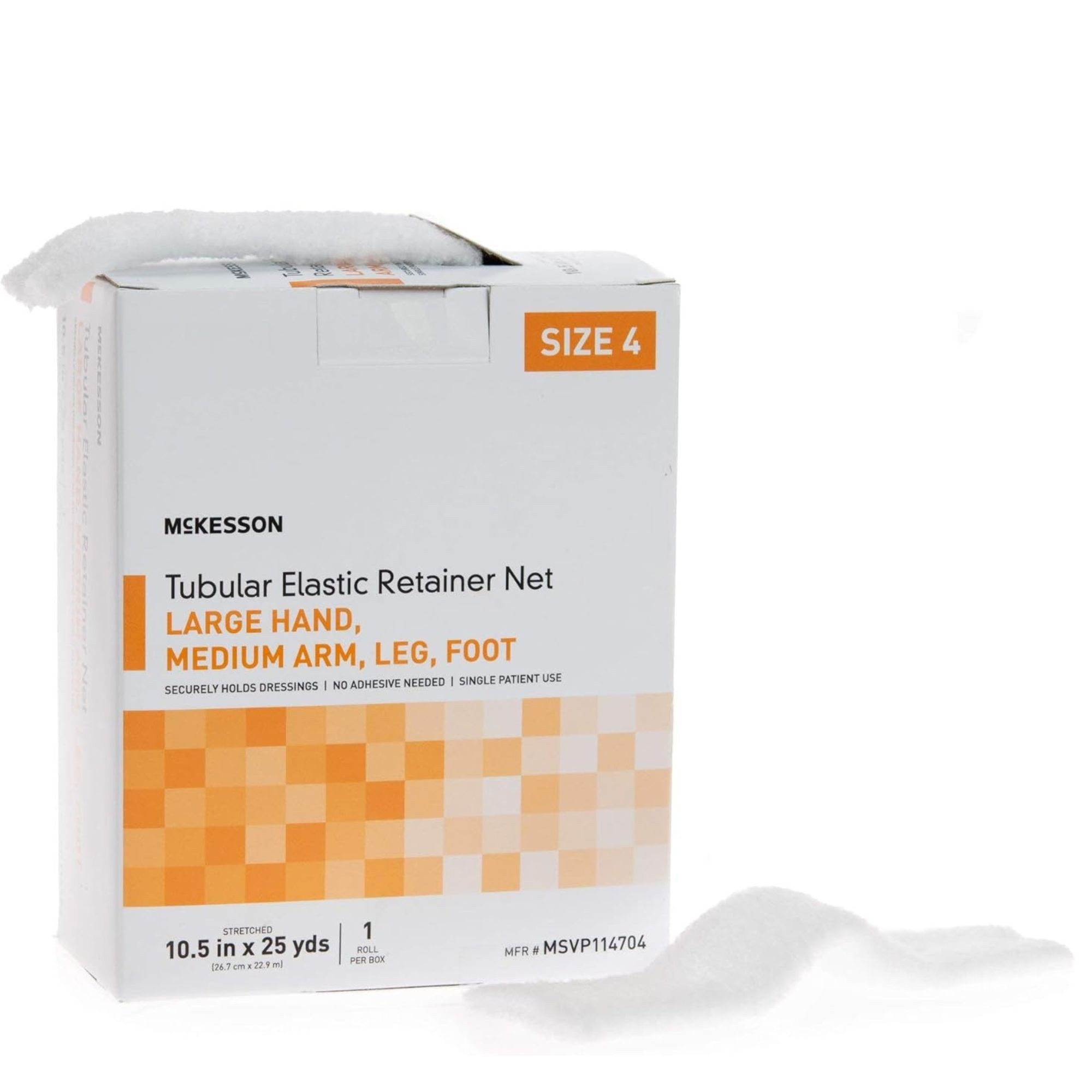 McKesson Tubular Elastic Retainer Net, 10.5" X 25 yd, MSVP114704, Size 4 - Large Hand / Medium Arm / Leg / Foot