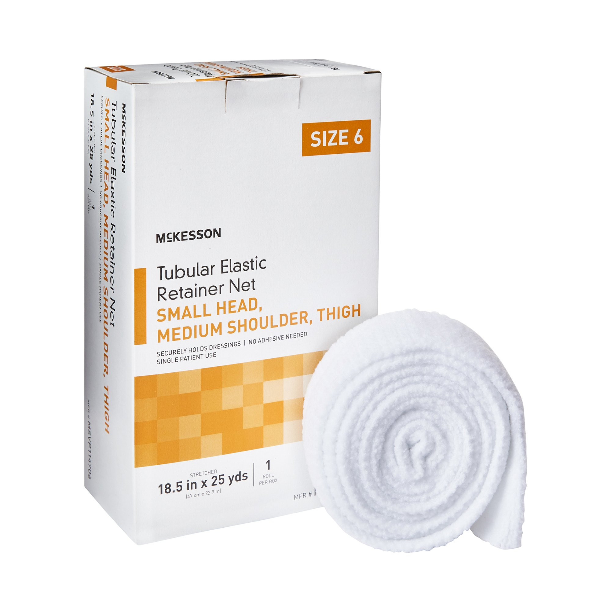 McKesson Tubular Elastic Retainer Net, 18.5" X 25 yd, MSVP114706, Size 6 - Small Head / Medium Shoulder / Thigh