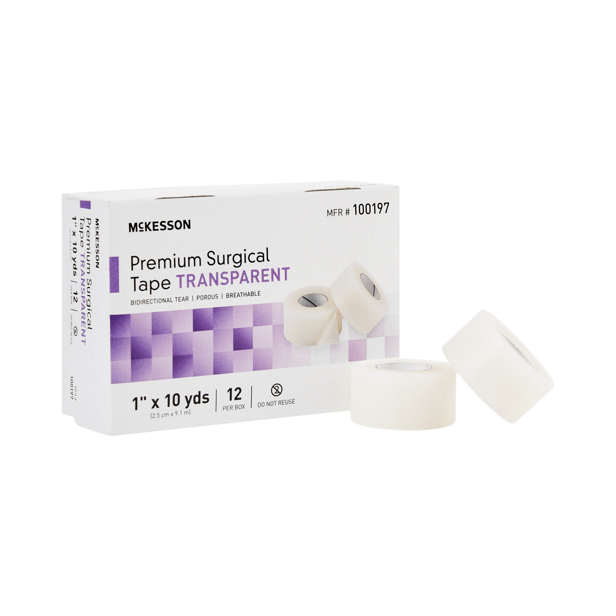 McKesson Transparent Surgical Tape, 1" X 10 yd, Transparent, 100197, Box of 12