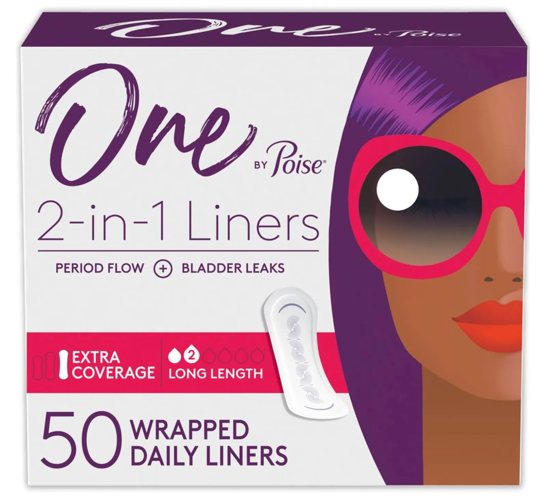 One by Poise Bladder Control Pad, Heavy Absorbency, Long Length, 53448, Case of 200