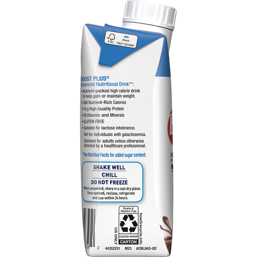 Boost Plus Balanced Nutritional Drink, Carton, 8 oz., Rich Chocolate