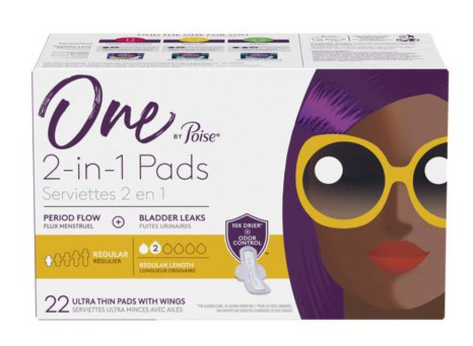 One by Poise Bladder Control Pad, Moderate Absorbency, Ultra Thin with Wings, 53449, Case of 88