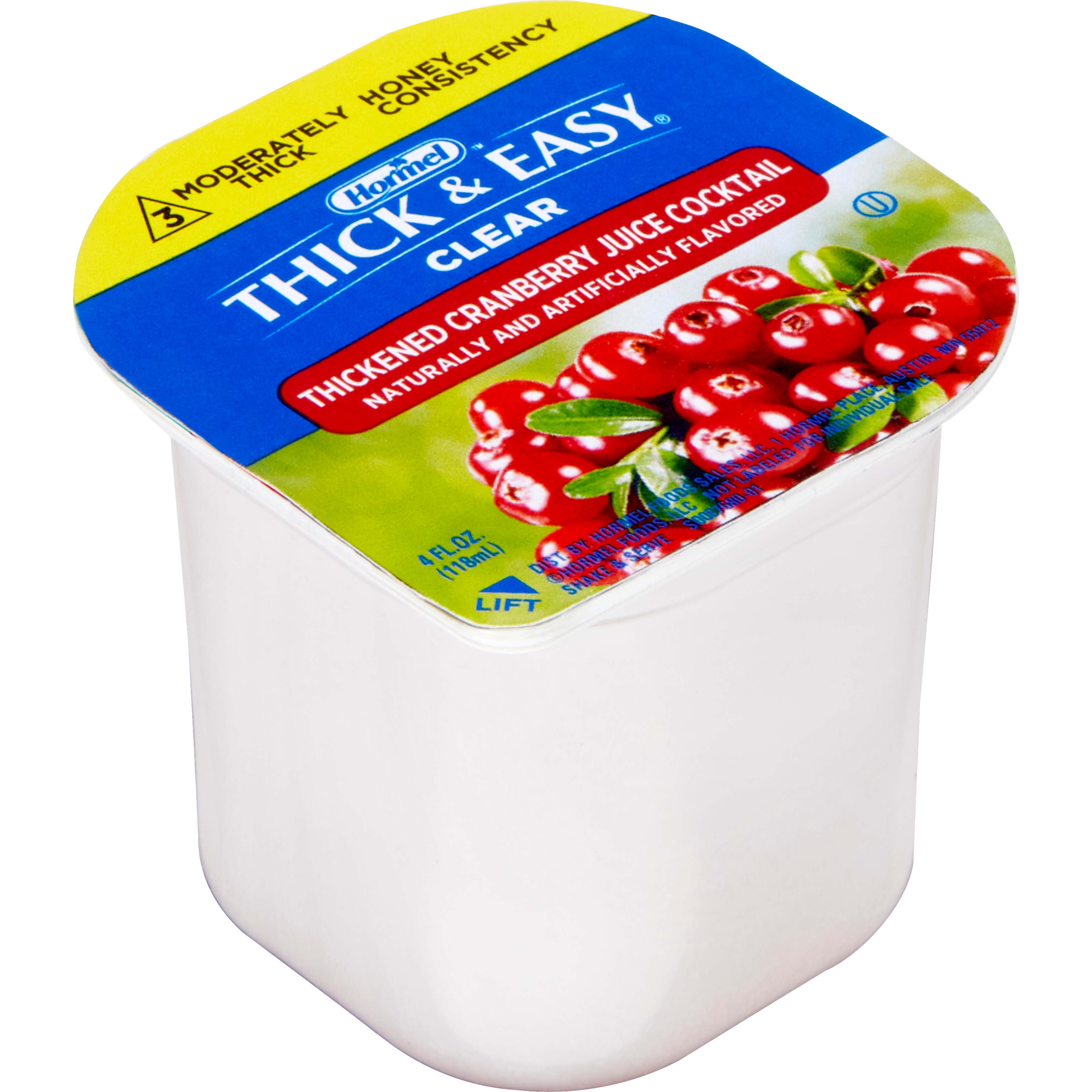 Hormel Thick & Easy Clear, Cranberry Juice Cocktail, Honey Consistency, 4 oz.