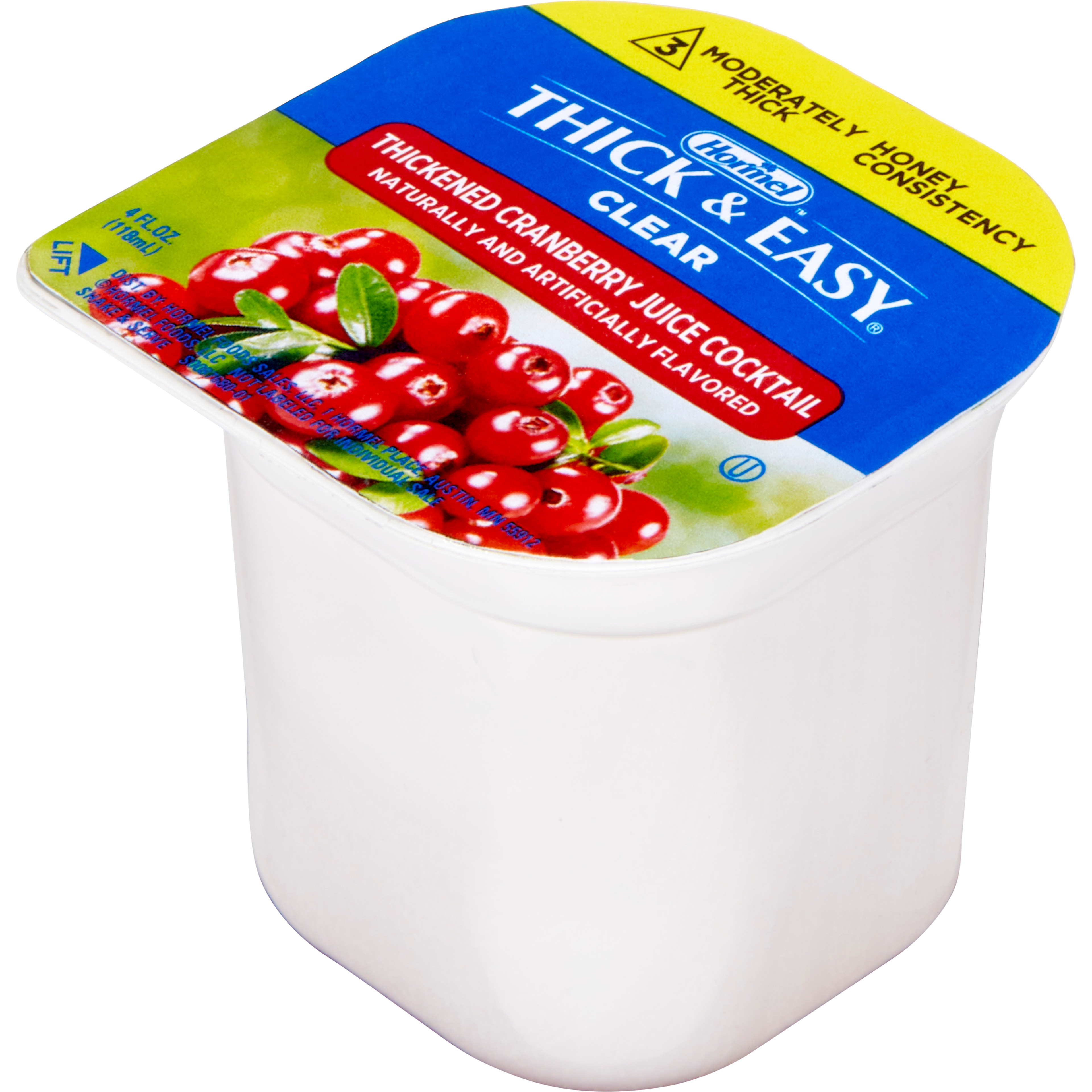 Hormel Thick & Easy Clear, Cranberry Juice Cocktail, Honey Consistency, 4 oz.