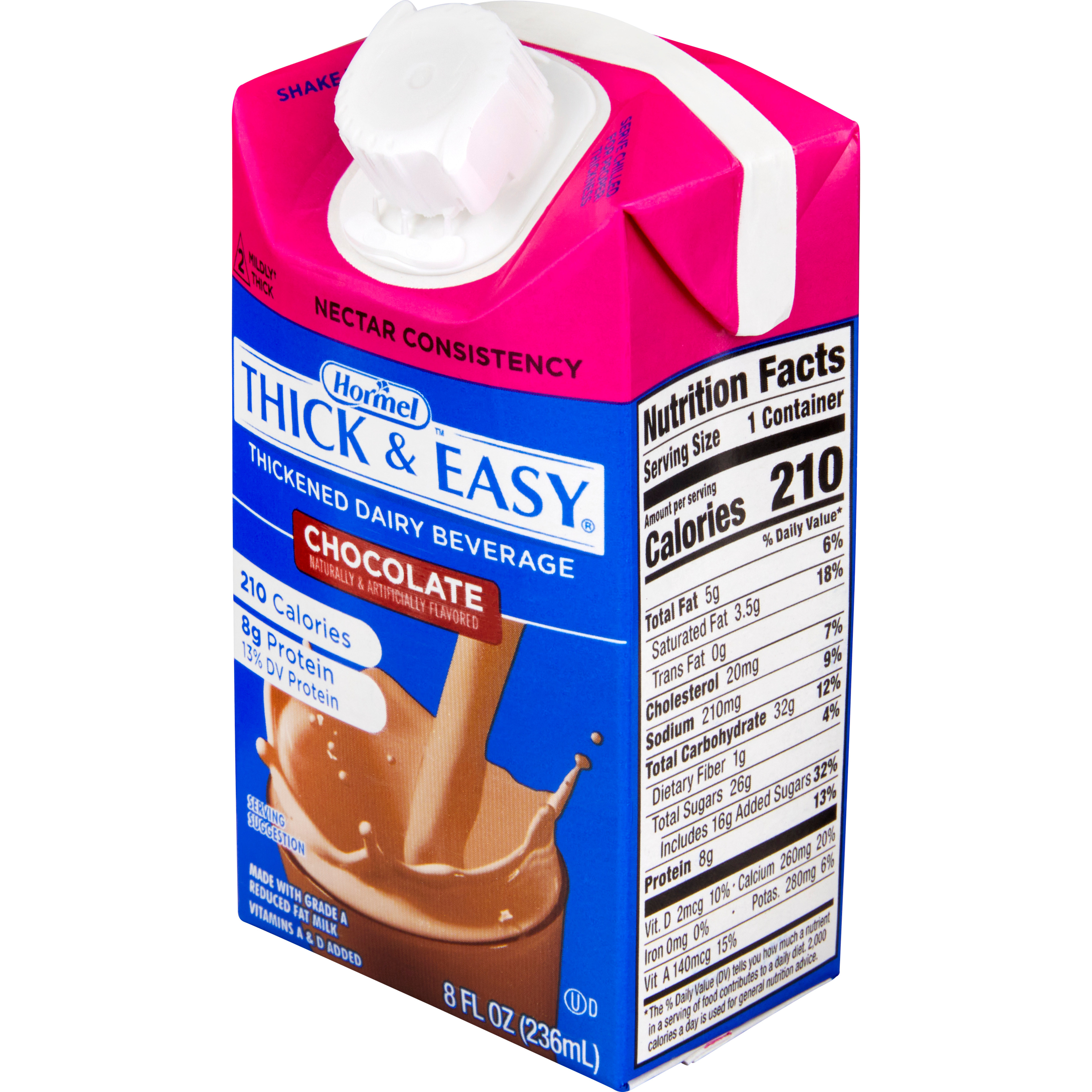 Hormel Thick & Easy Thickened Dairy Beverage, Chocolate, Nectar Consistency, 8 oz.