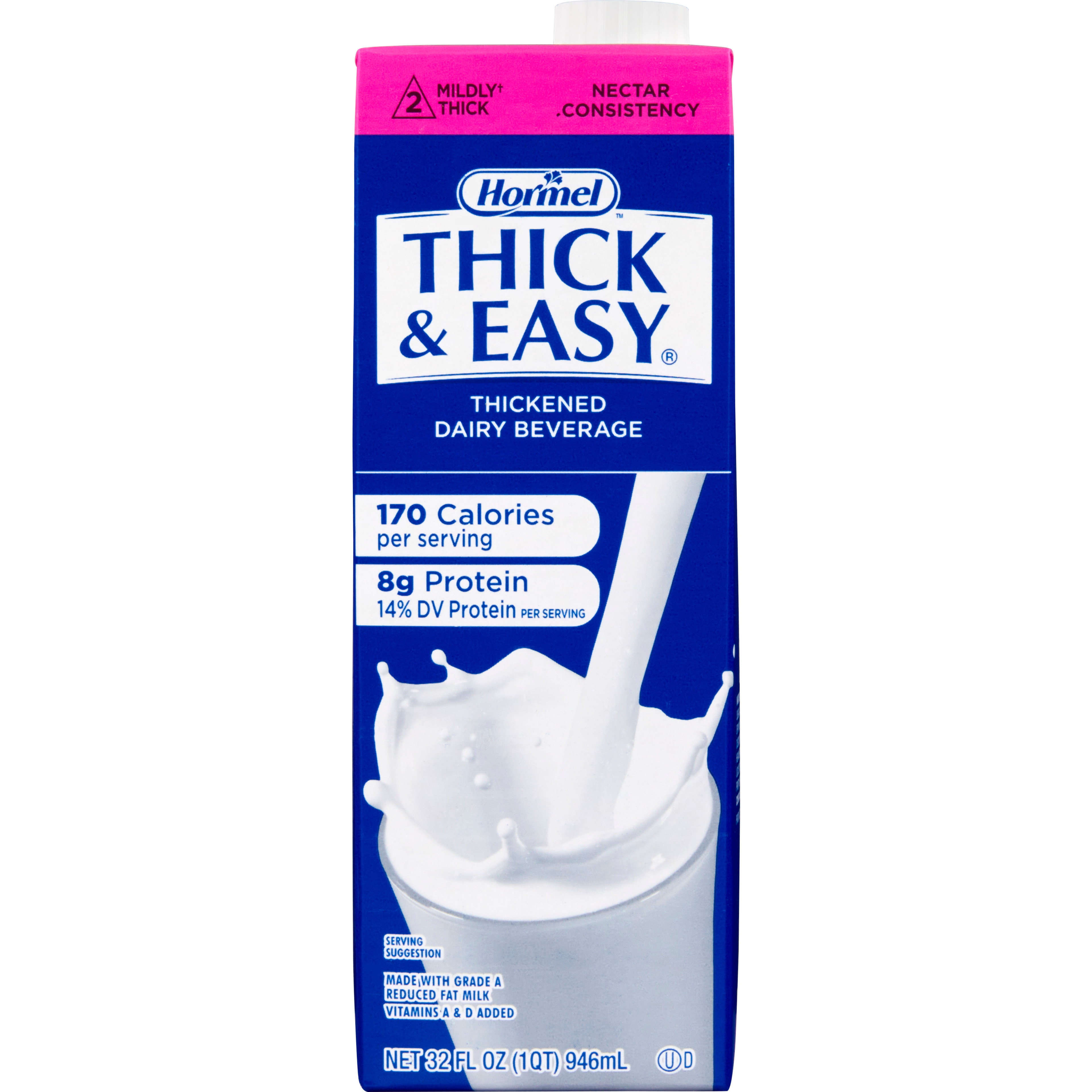 Hormel Thick & Easy Thickened Dairy Beverage, Milk Flavor, Nectar Consistency, 32 oz.