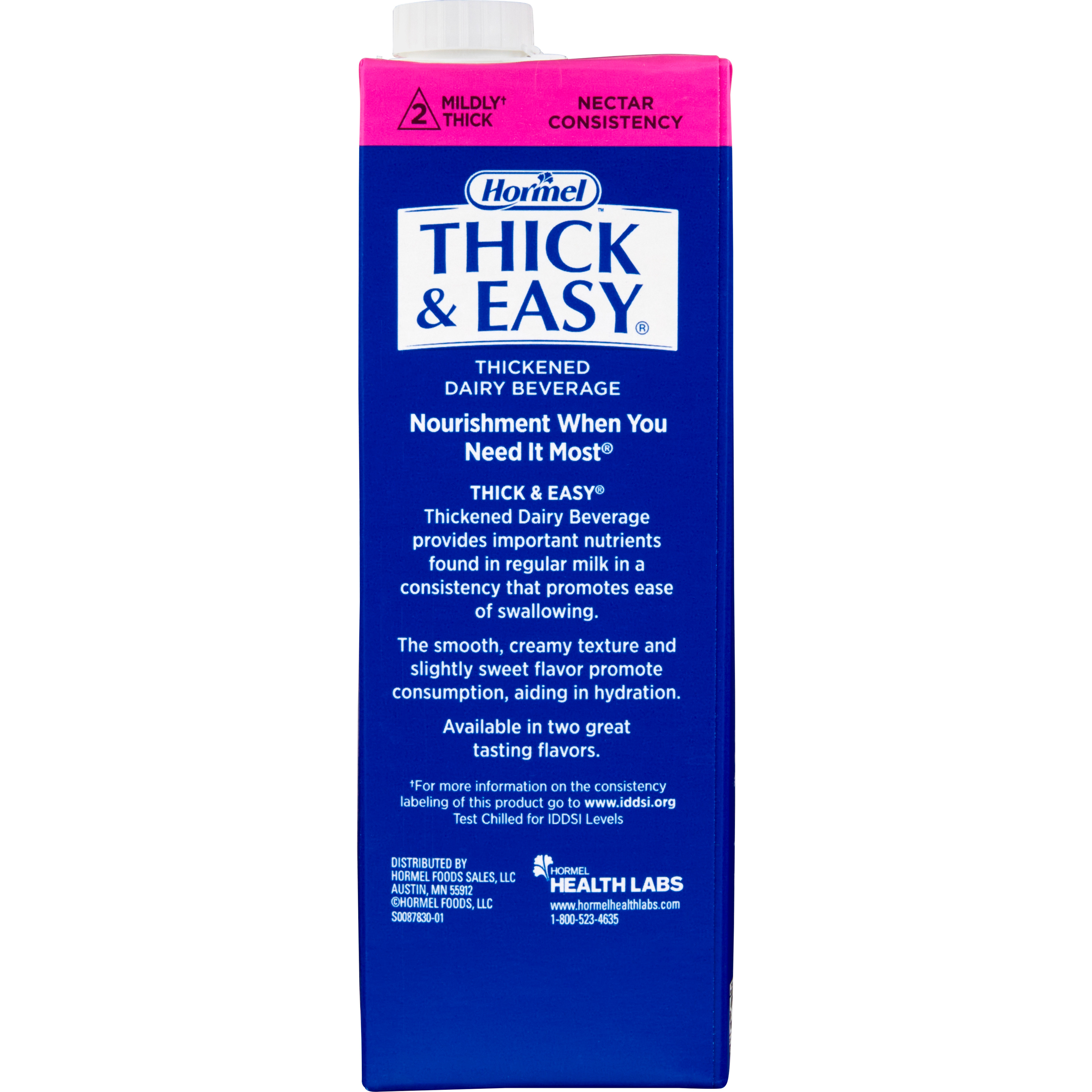 Hormel Thick & Easy Thickened Dairy Beverage, Milk Flavor, Nectar Consistency, 32 oz.