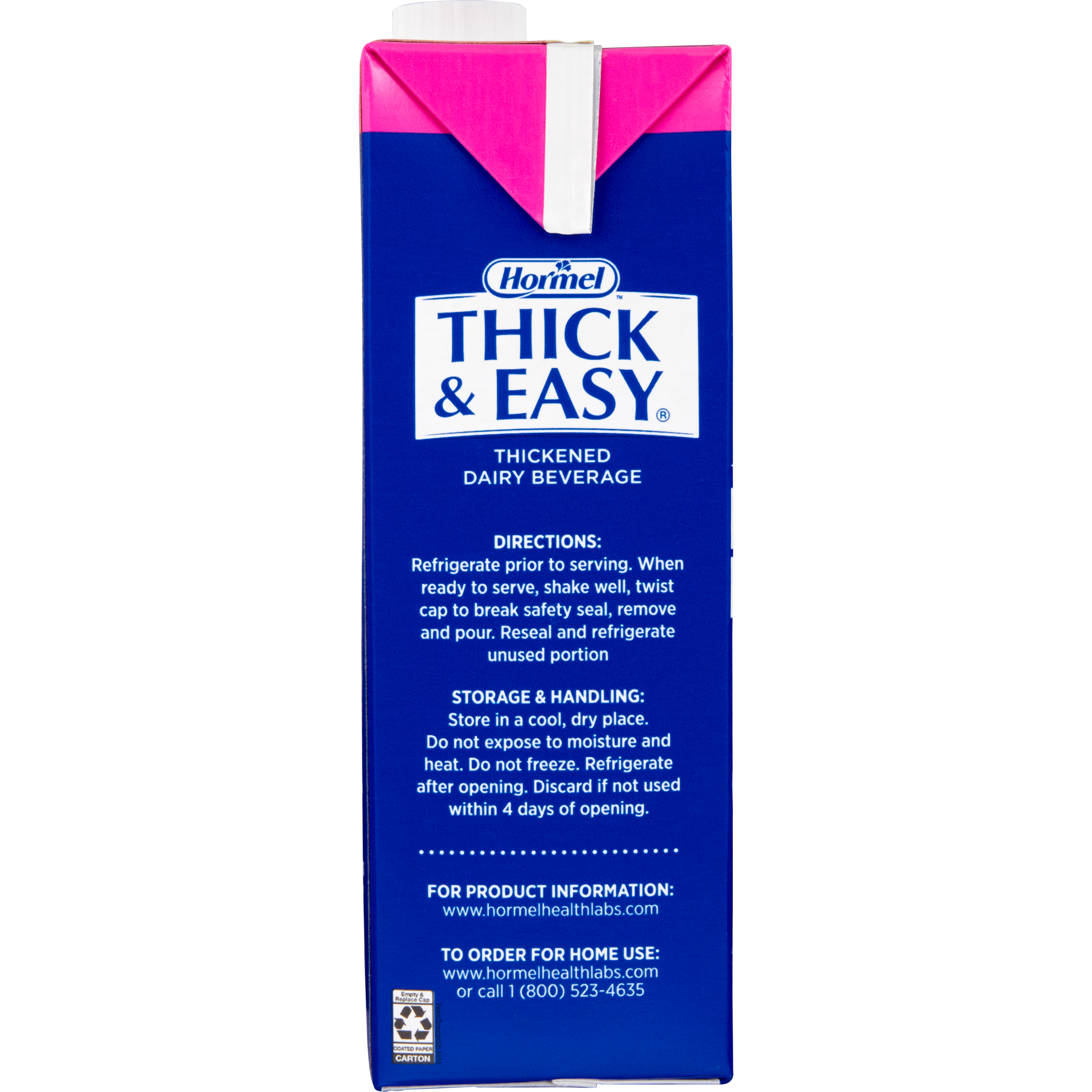 Hormel Thick & Easy Thickened Dairy Beverage, Milk Flavor, Nectar Consistency, 32 oz.