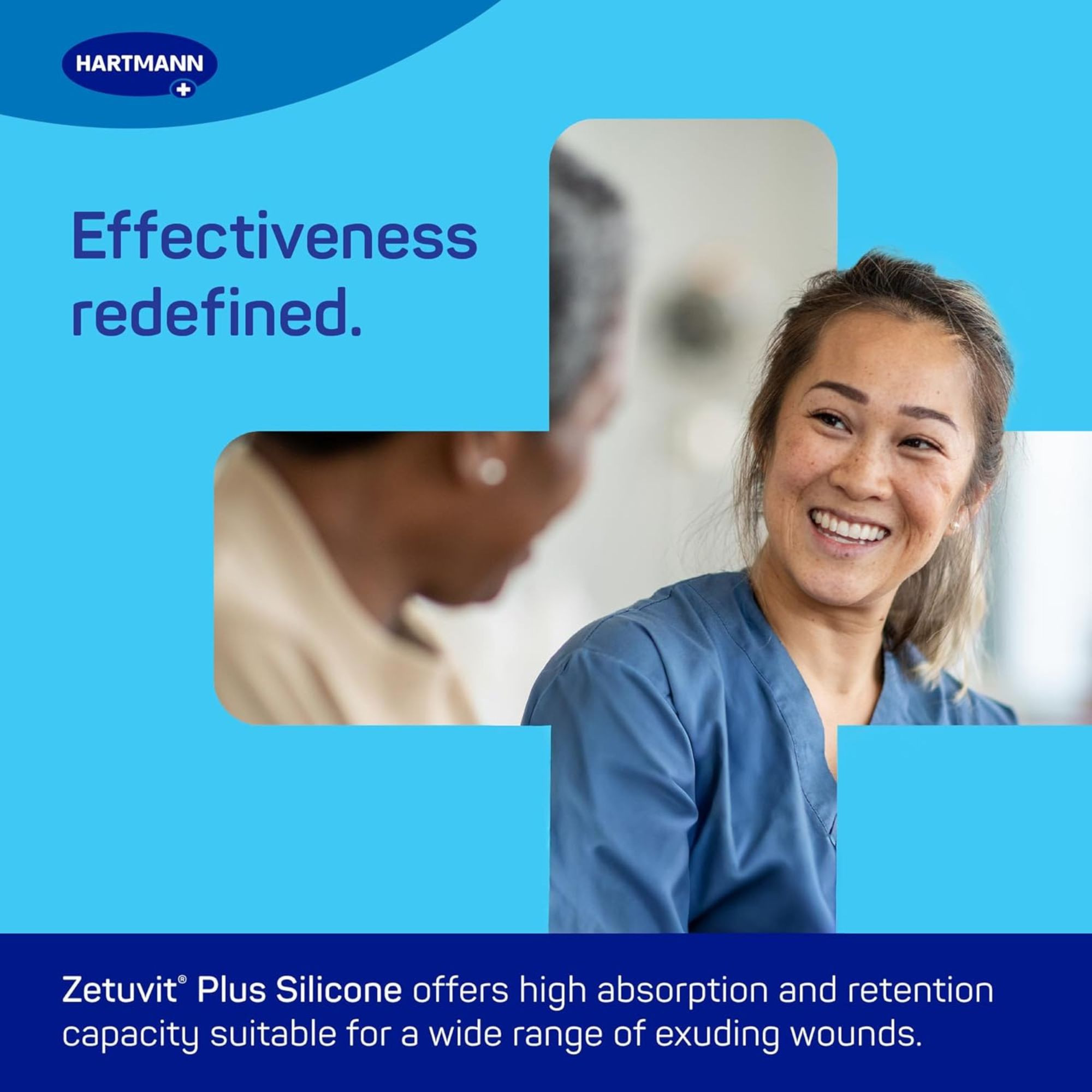 Zetuvit Plus Silicone Border Super Absorbent Dressing, 4 X 4"