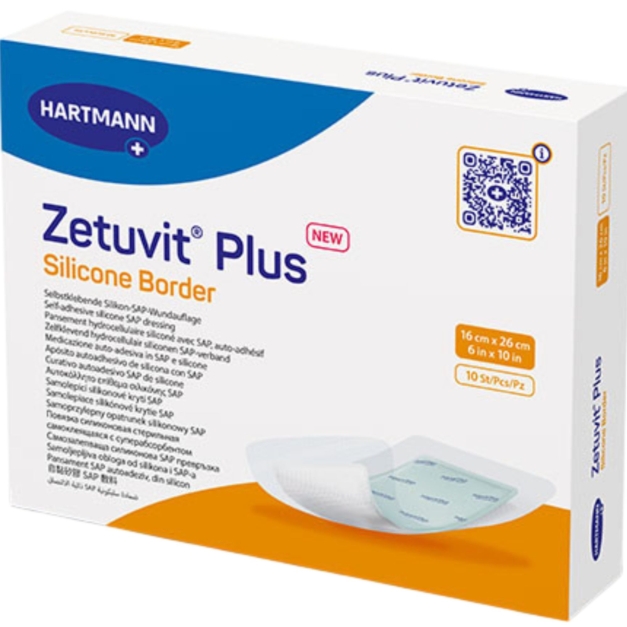 Zetuvit Plus Silicone Border Super Absorbent Dressing, 6 X 10"