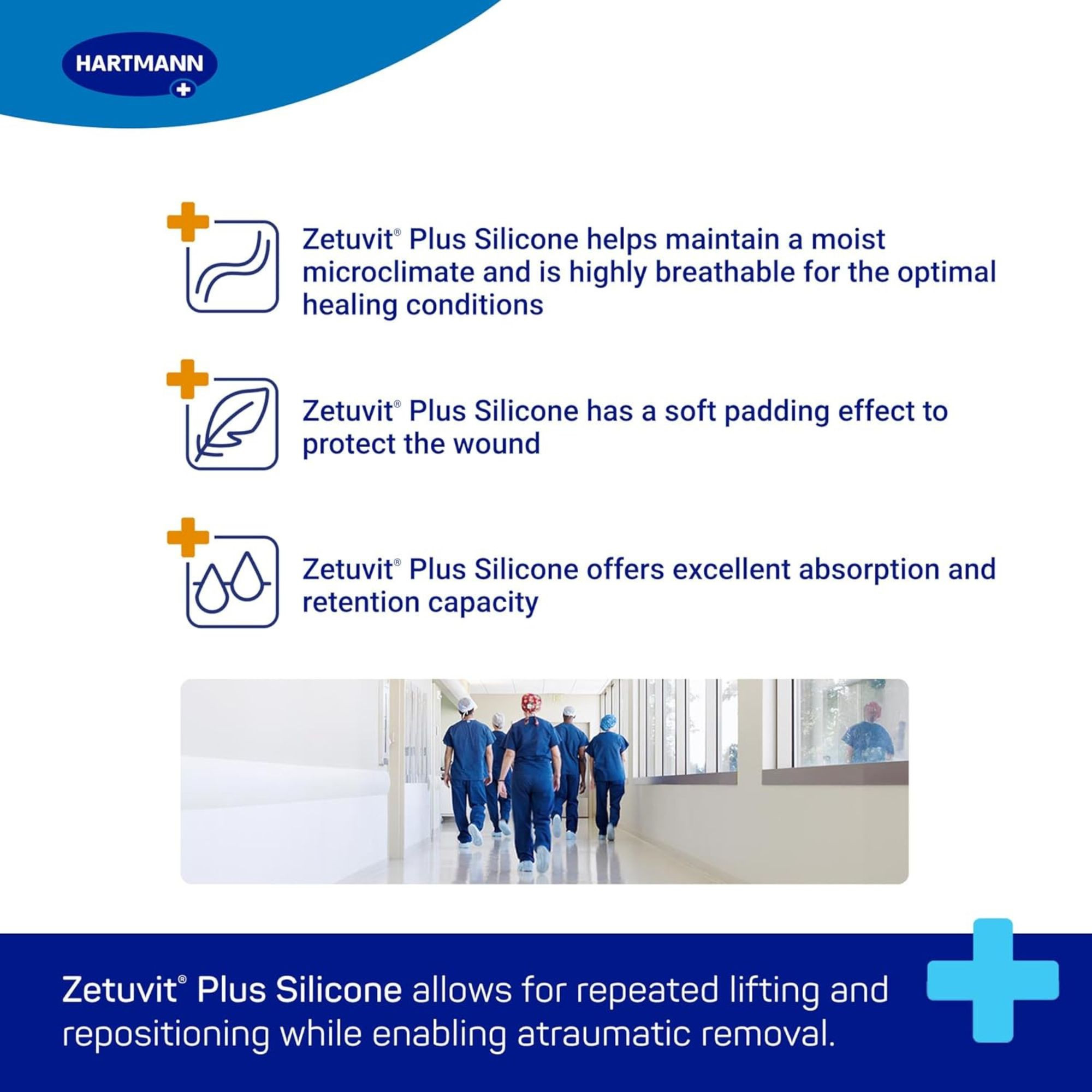 Zetuvit Plus Silicone Border Super Absorbent Dressing, 7 X 7", 413121, Box of 10