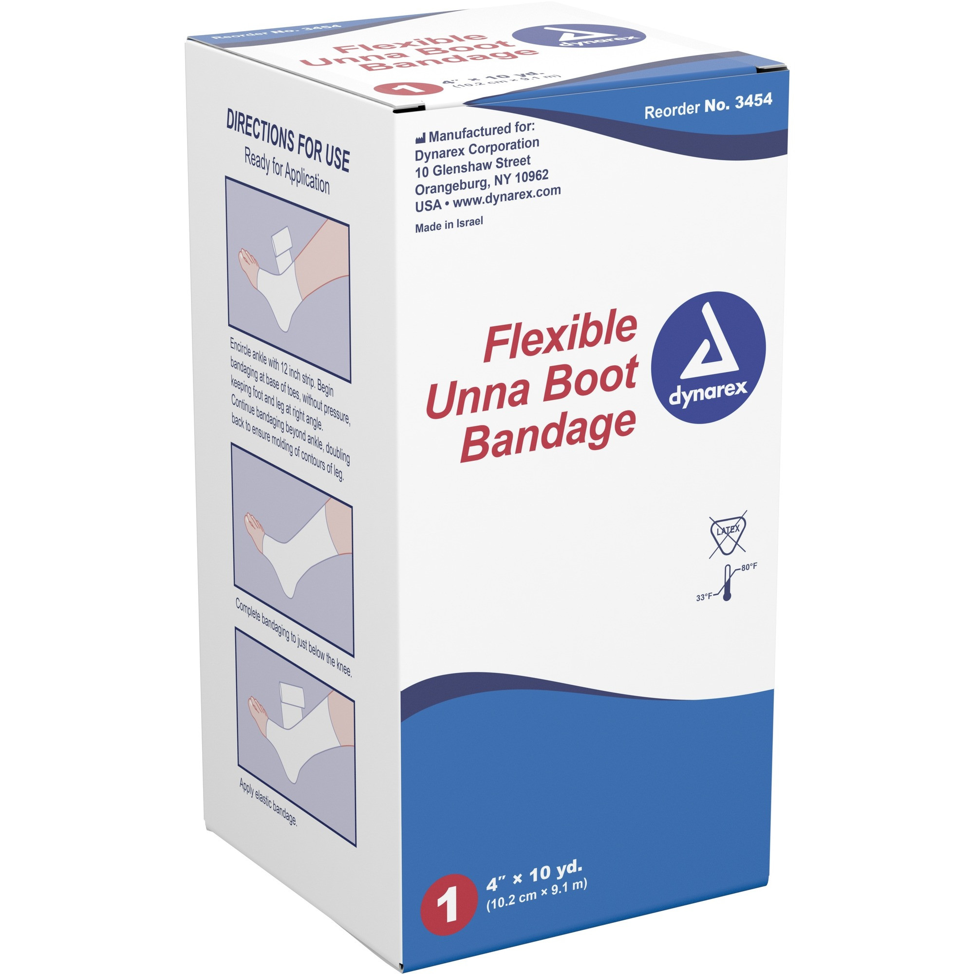 Dynarex Flexible Unna Boot Bandage, 4" X 10 yd