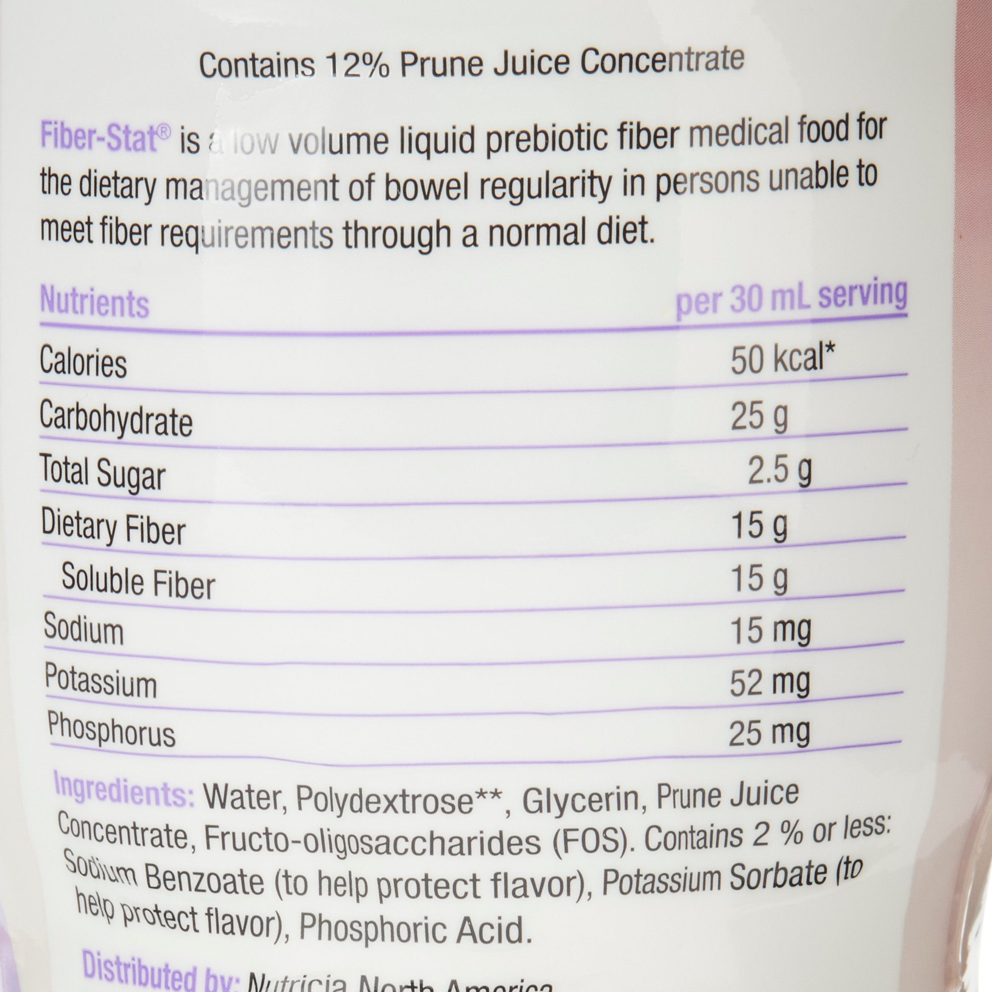 Nutricia Fiber-Stat Probiotic Soluble Fiber, 30 oz., Prune, 78389, 1 oz
