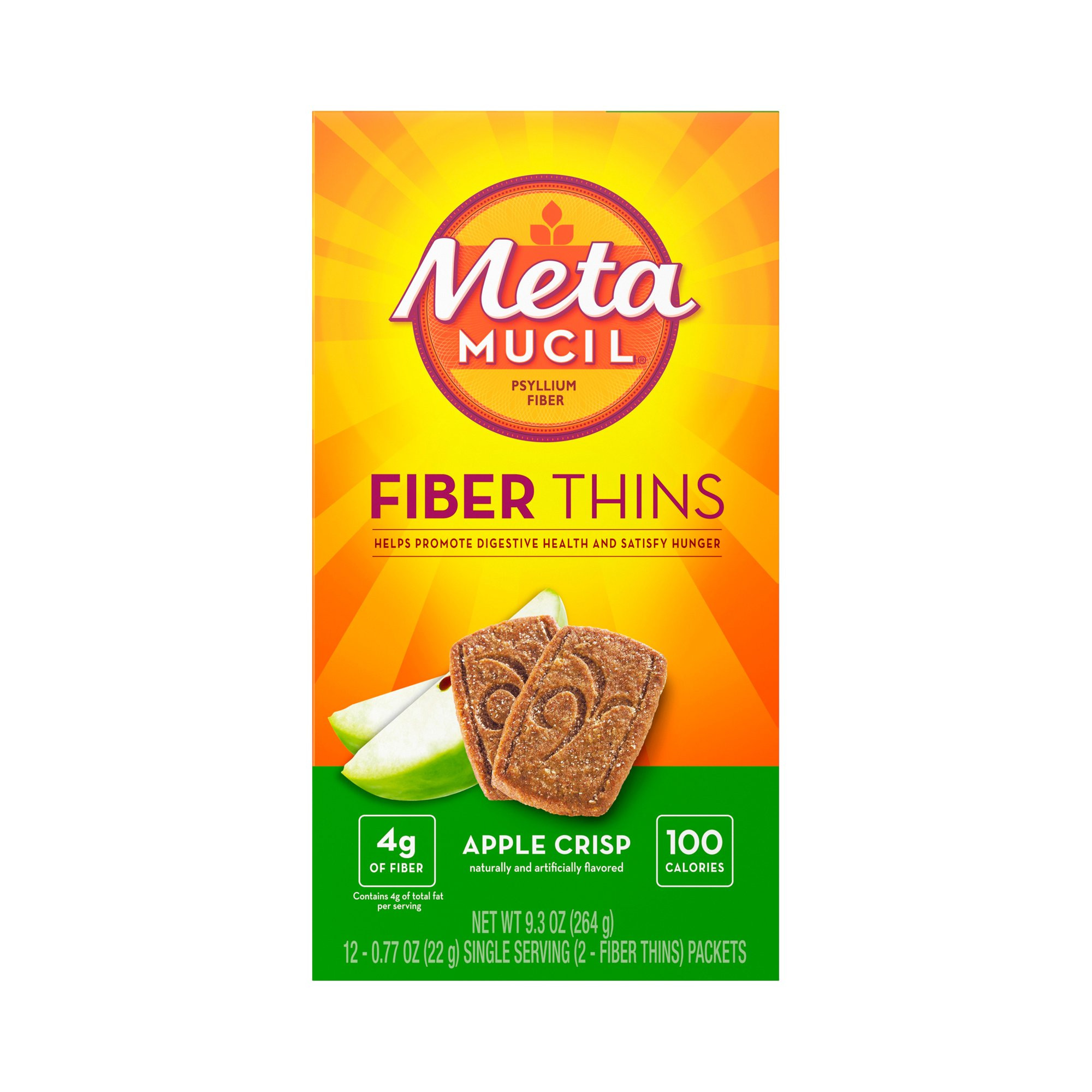 Metamucil Fiber Thins Wafer, Apple Crisp, 24 Count, 03700074091, 1 Box