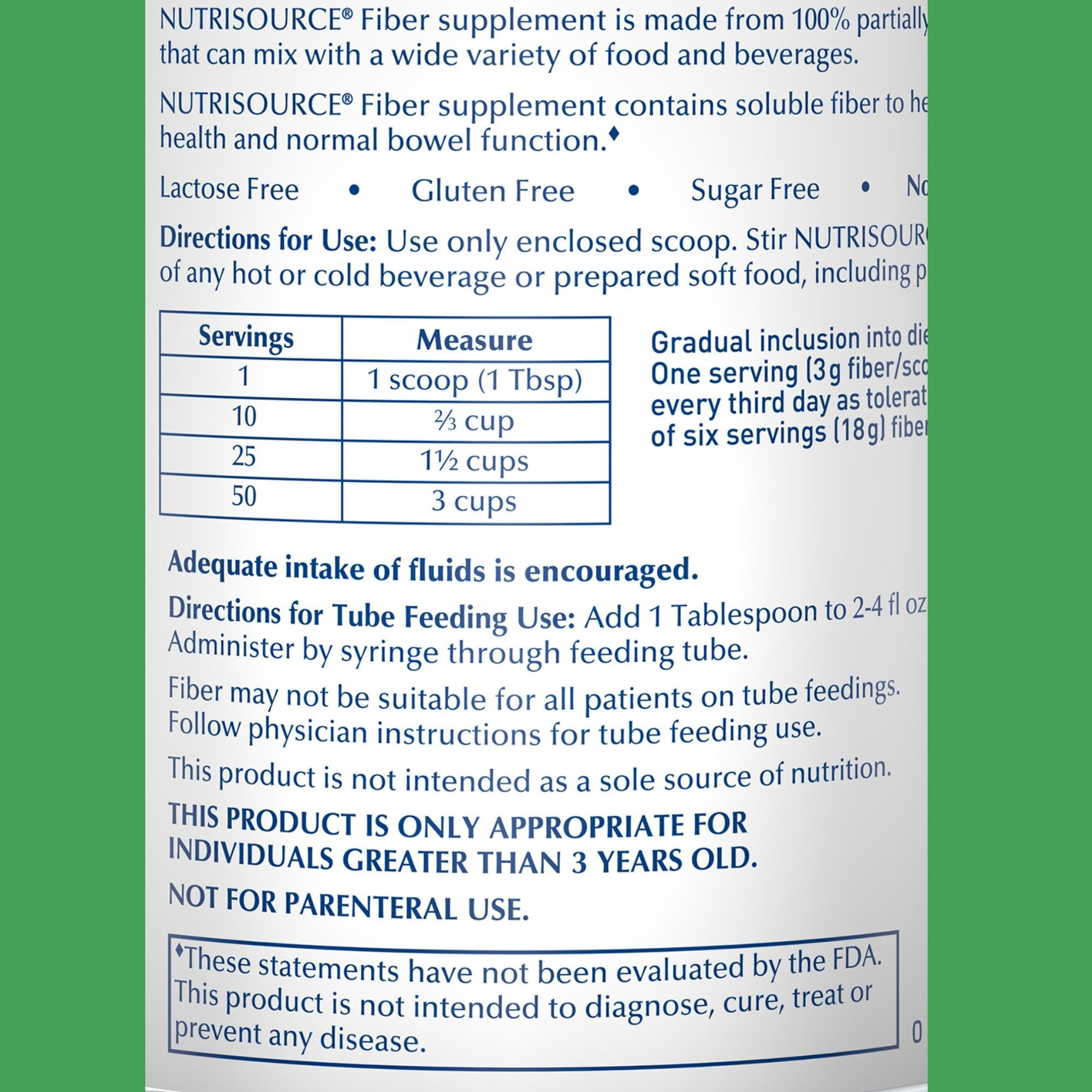 Nestle HealthScience Nutrisource fiber Fiber Supplement Powder, Unflavored, 7.2 oz., 10043900975518, 1 Each