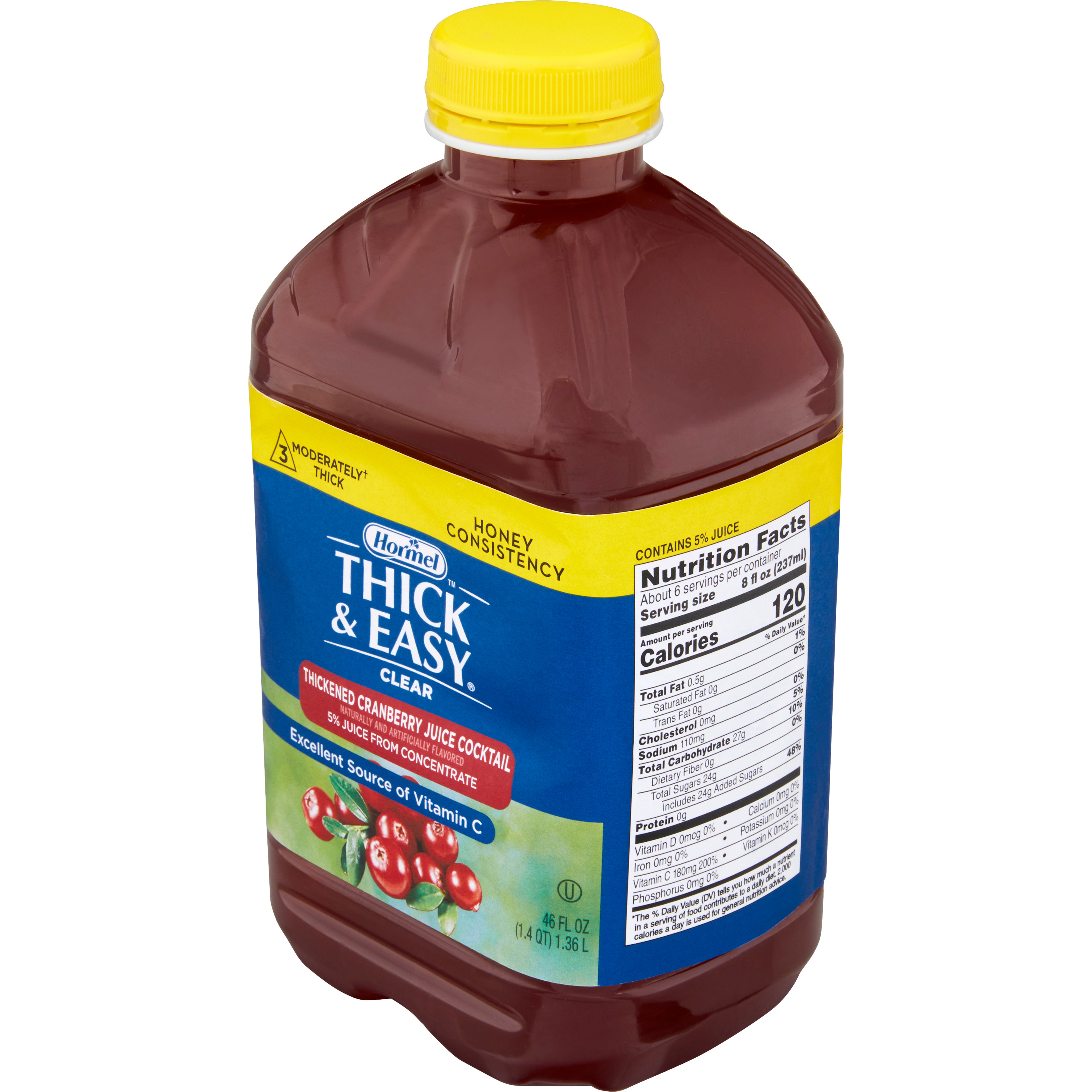 Thick & Easy Clear Honey Consistency Cranberry Thickened Beverage, 46 oz. Bottle