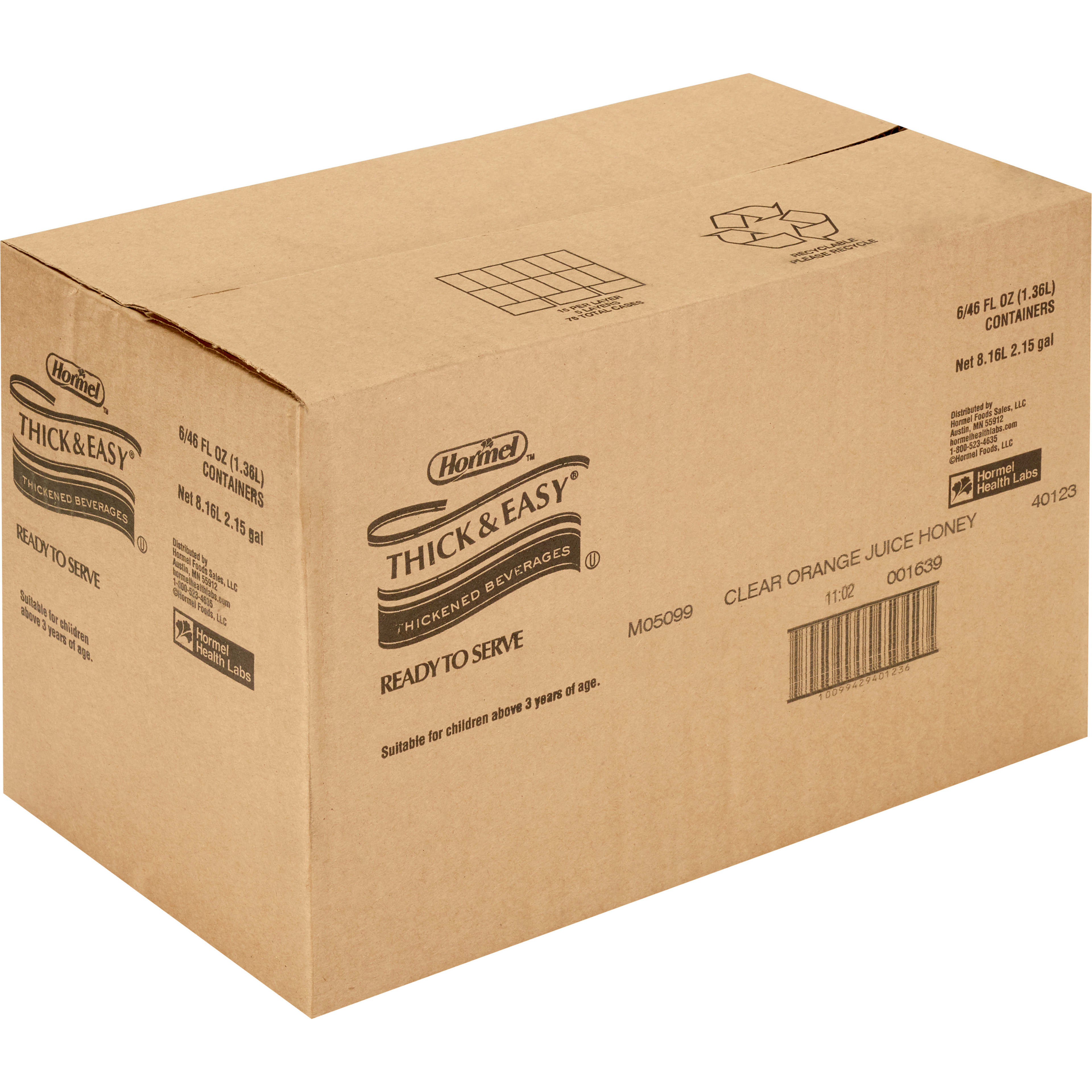 Thick & Easy Clear Honey Consistency Orange Juice Thickened Beverage, 46 oz. Bottle