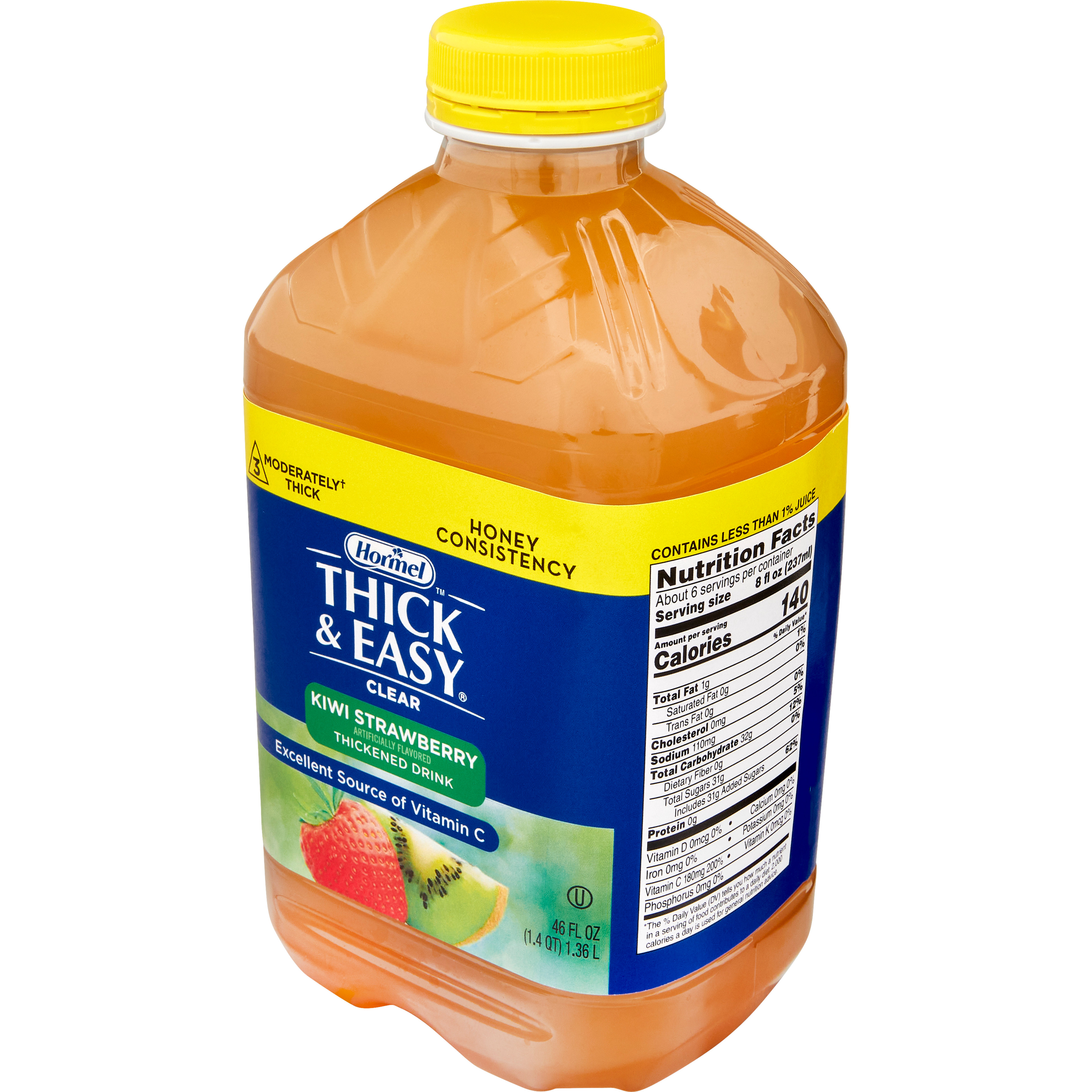 Thick & Easy Clear Honey Consistency Kiwi Strawberry Thickened Beverage, 46 oz. Bottle