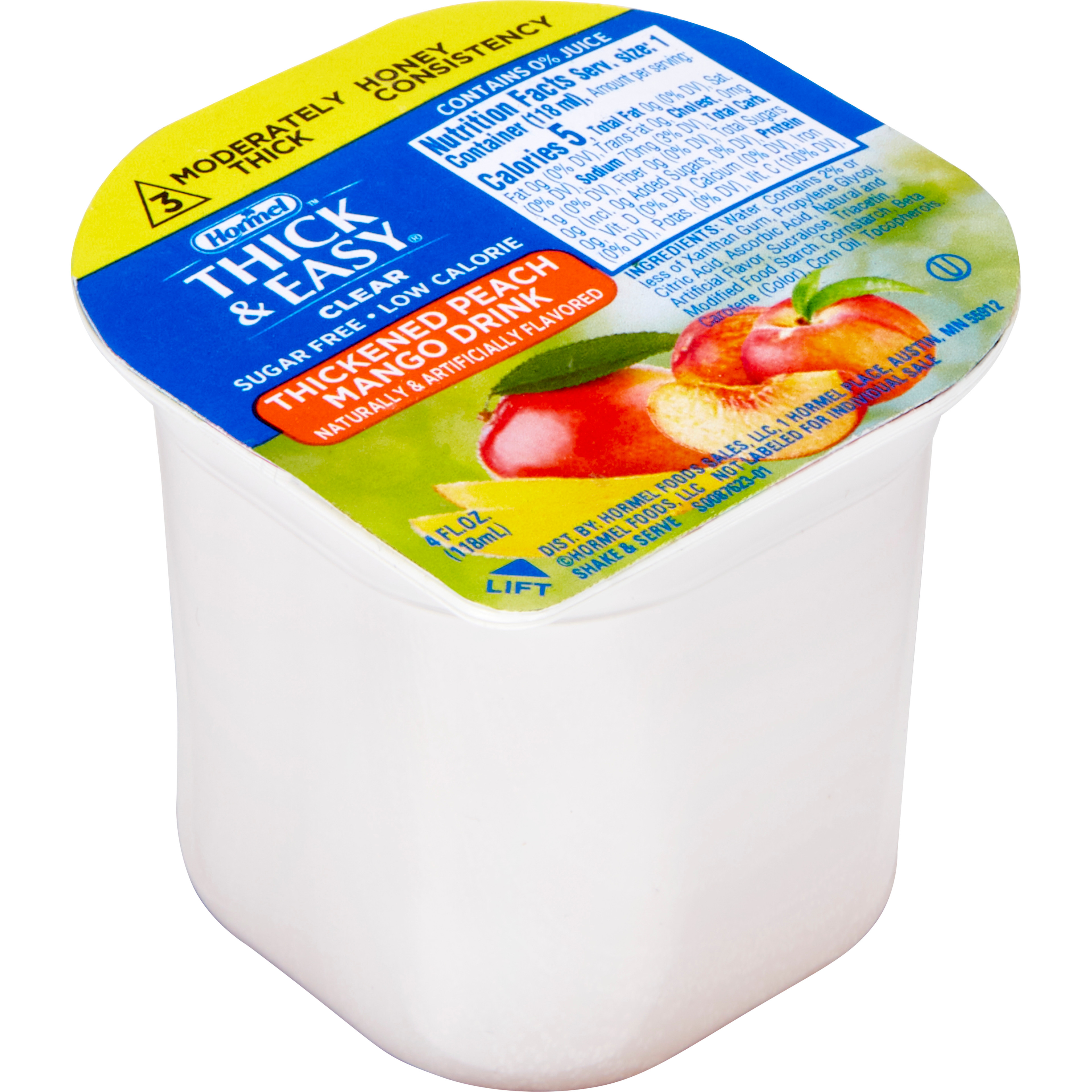 Thick & Easy Clear Honey Consistency Sugar-Free Peach Mango Thickened Beverage, 4 oz. Cup