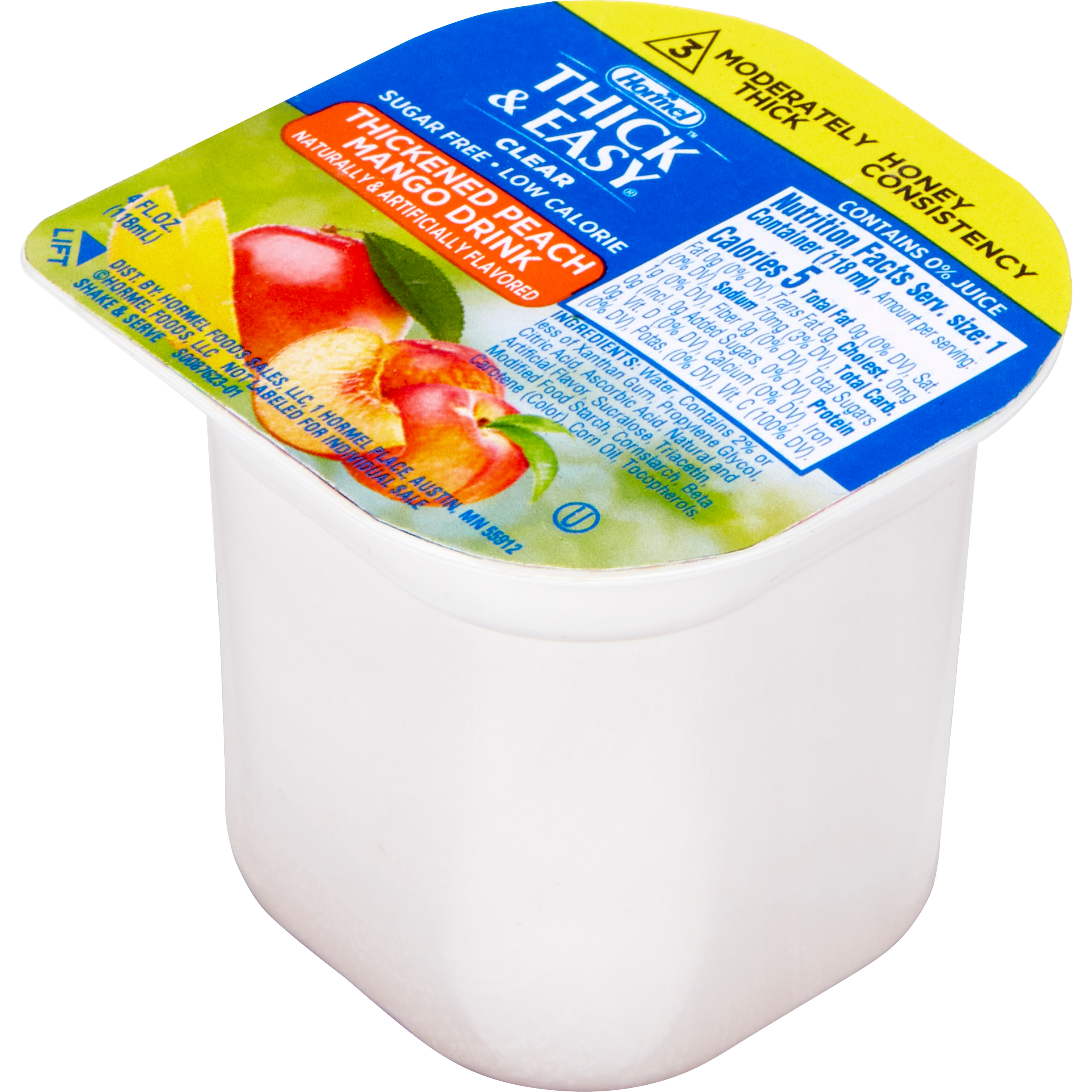 Thick & Easy Clear Honey Consistency Sugar-Free Peach Mango Thickened Beverage, 4 oz. Cup