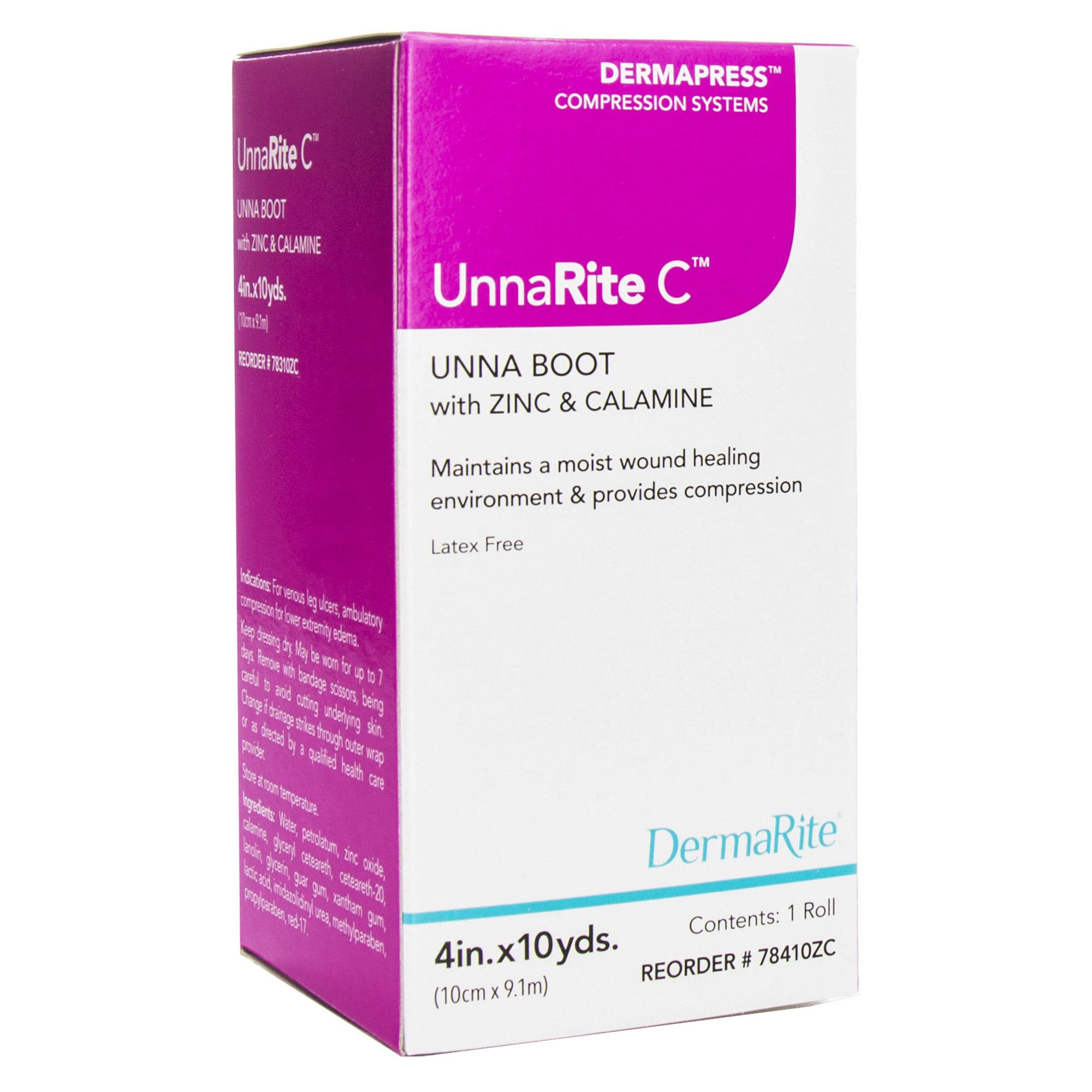 UnnaRite C Unna Boot with Calamine and Zinc Oxide, 4 Inch x 10 Yard, 78410ZC, Box of 1