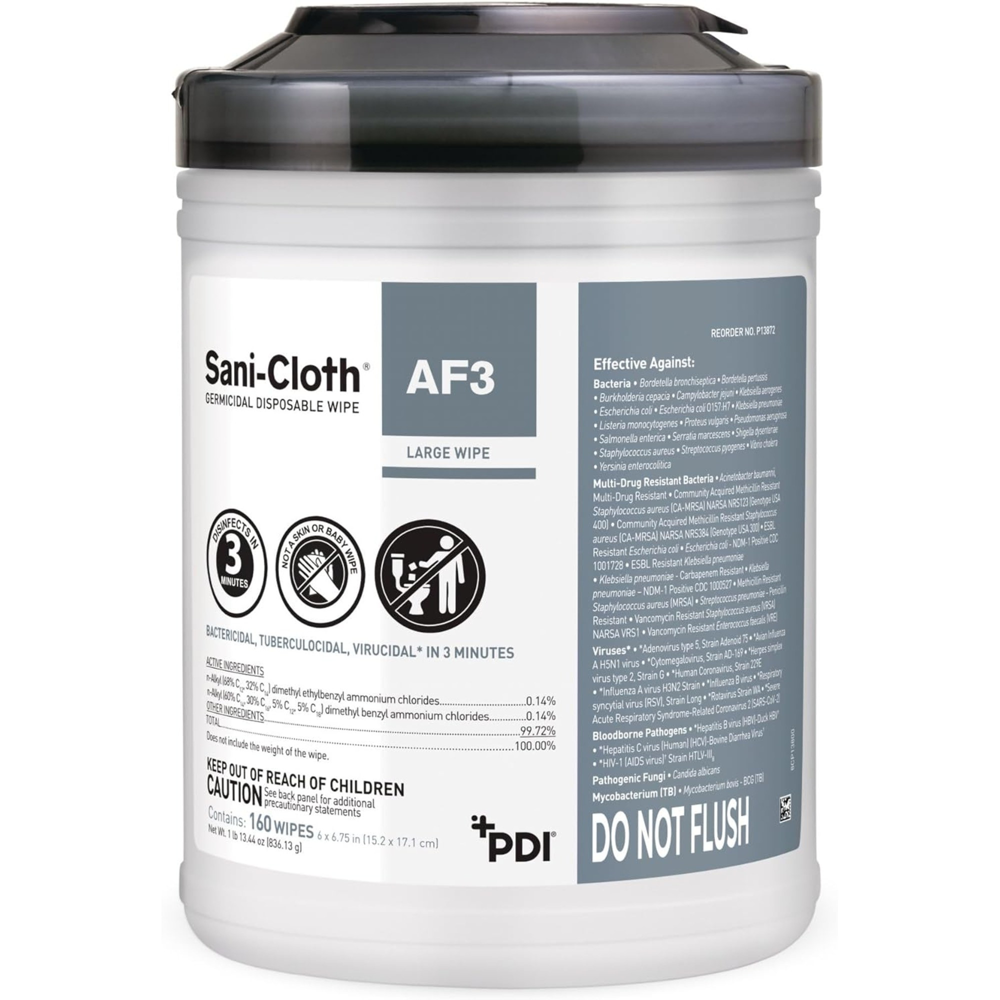 Sani-Cloth AF3 Surface Disinfectant Cleaner Wipe, 6 x 6-3/4", Large Canister, P13872, 1 Canister