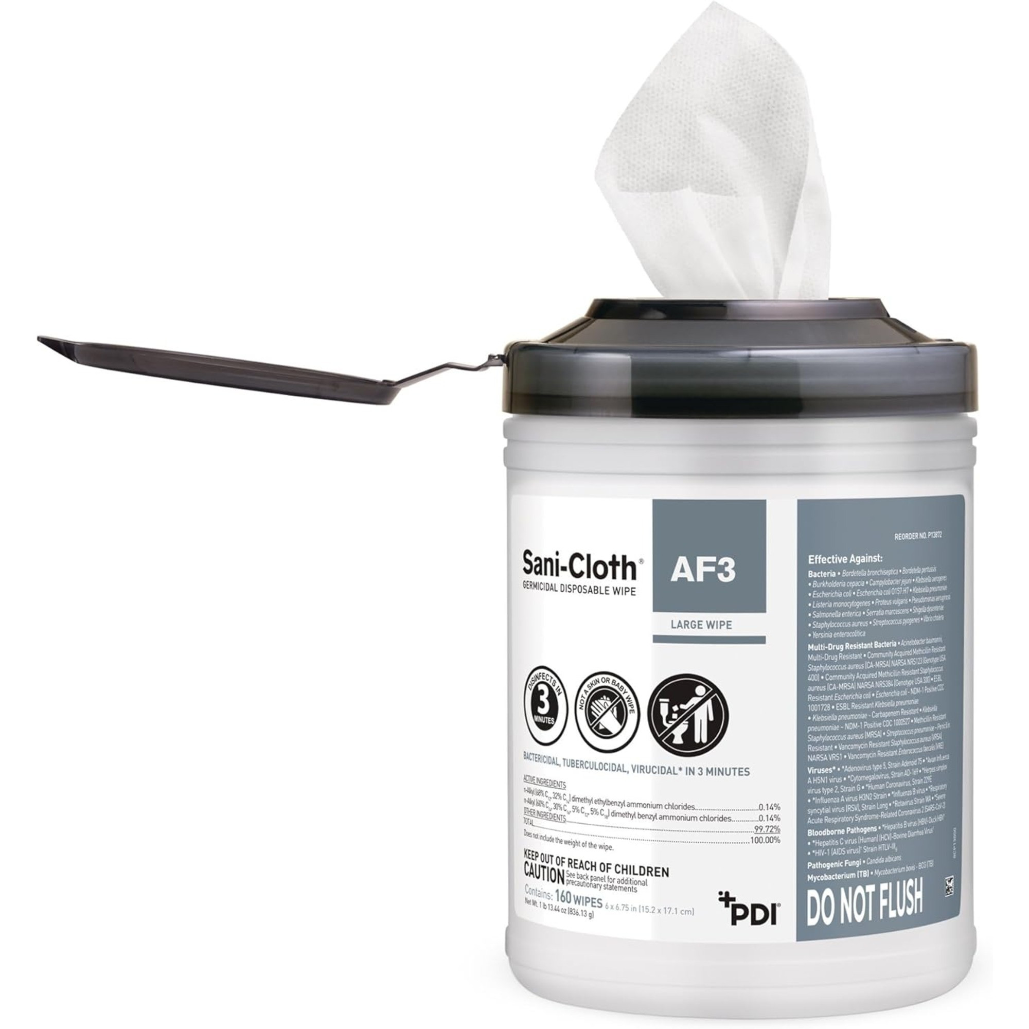Sani-Cloth AF3 Surface Disinfectant Cleaner Wipe, 6 x 6-3/4", Large Canister, P13872, 1 Canister