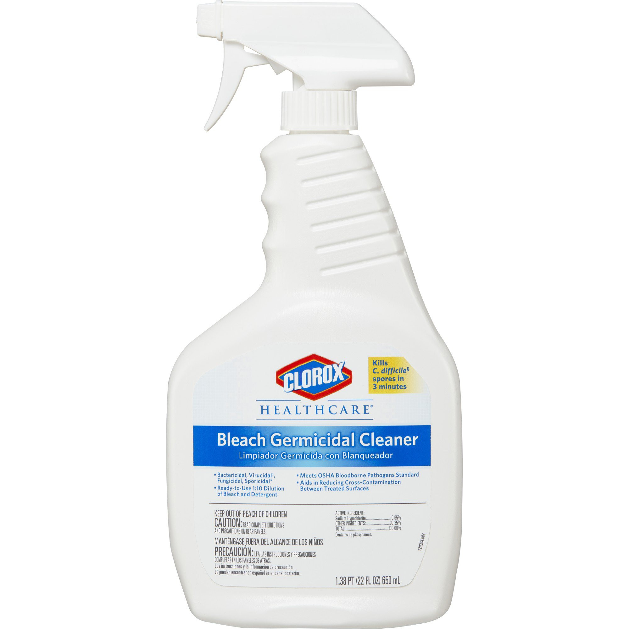 Clorox Healthcare Bleach Germicidal Cleaner, 22 oz., 68967, 1 Bottle