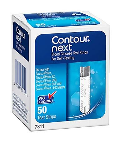 Contour Next Blood Glucose Test Strips for Self-Testing, 7311, Box of 50