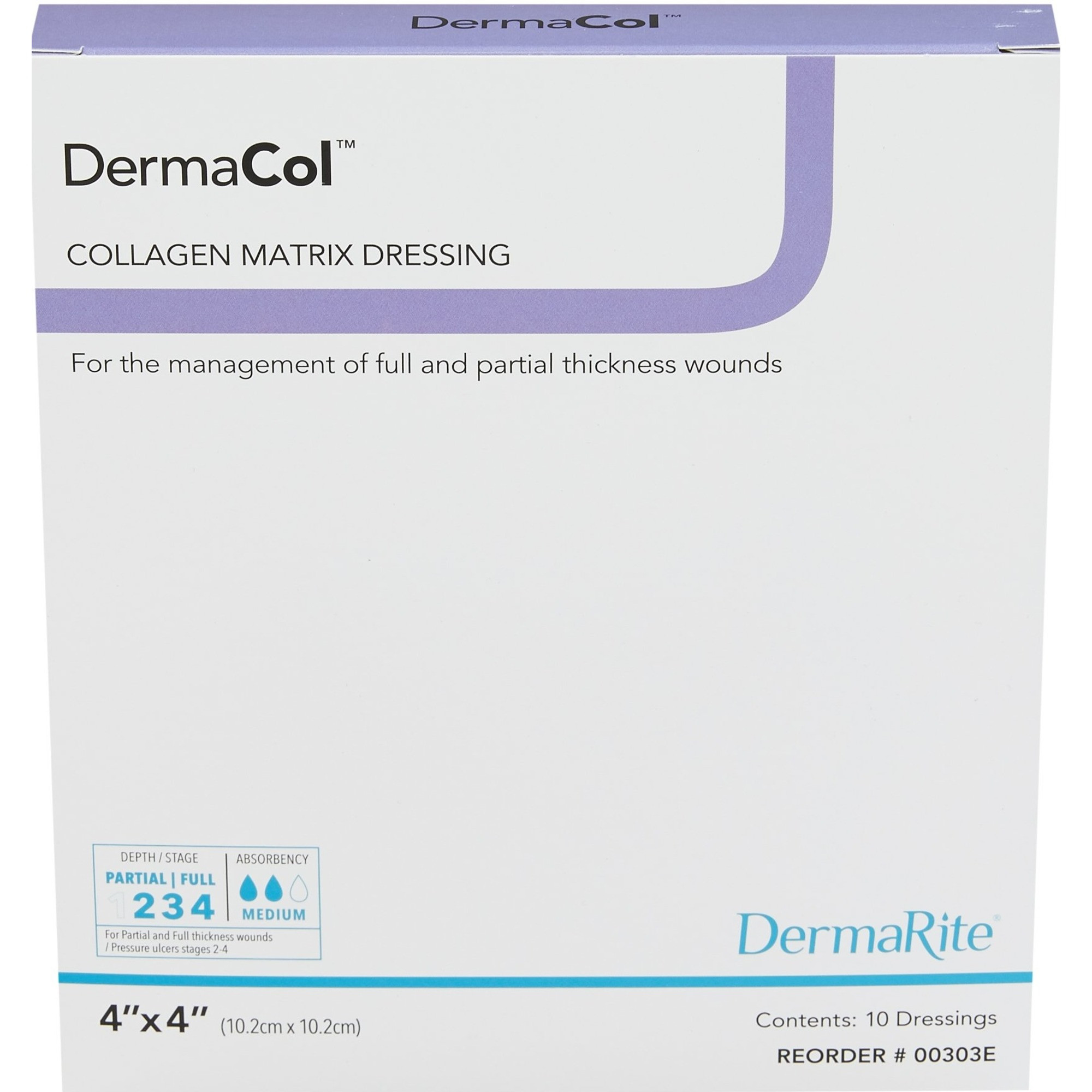 DermaCol Collagen Matrix Dressings, 4 X 4", 00303E, Box of 10