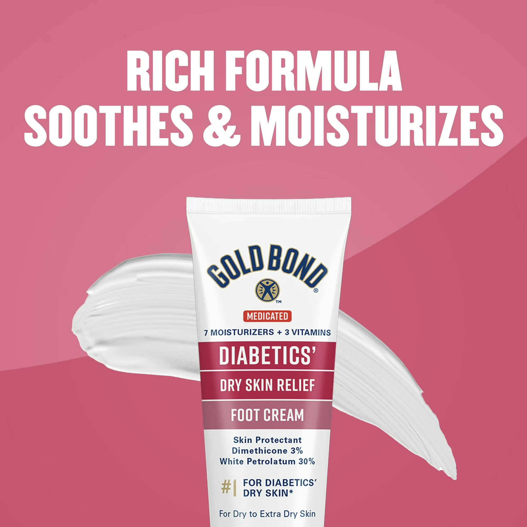 Gold Bond Ultimate Diabetics' Dry Skin Relief Foot Cream, Unscented, 3.4 oz.