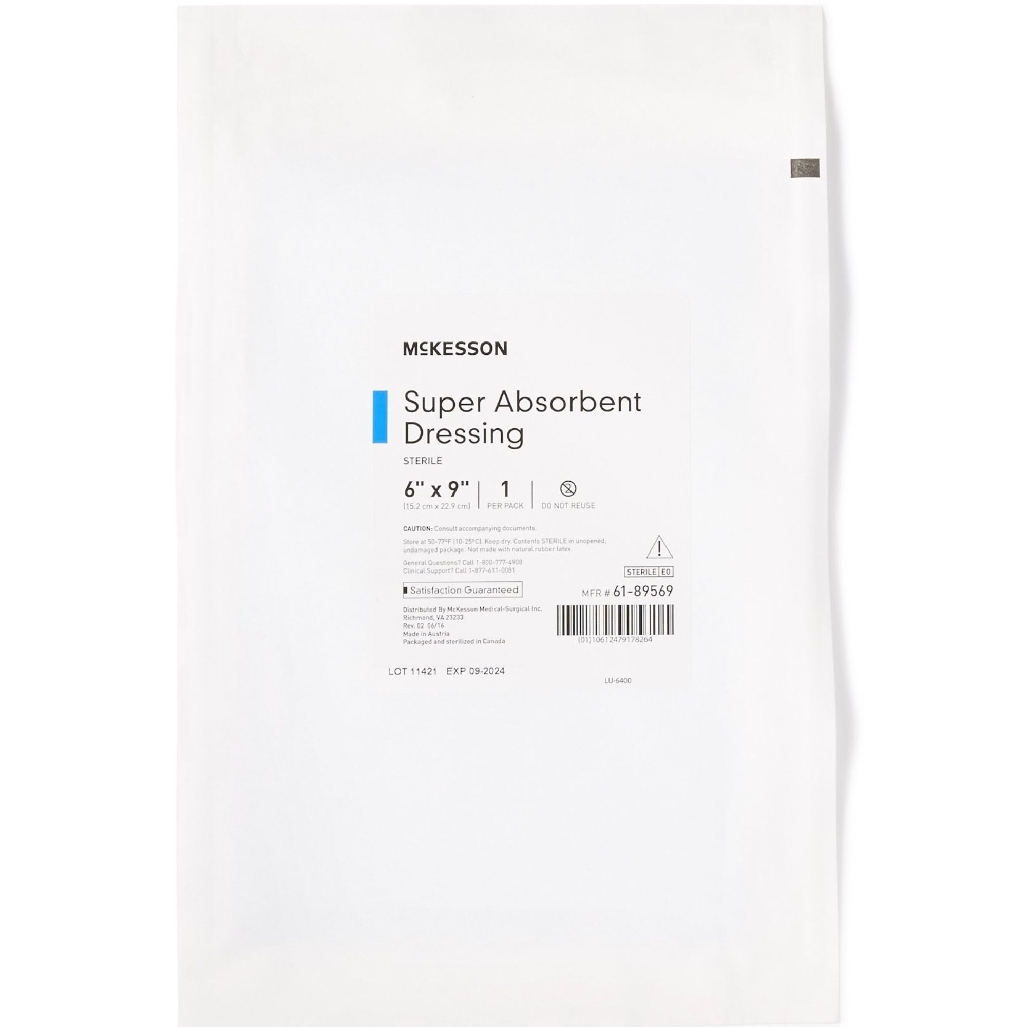 McKesson Super Absorbent Dressings, 6 X 9", 61-89569, Box of 10