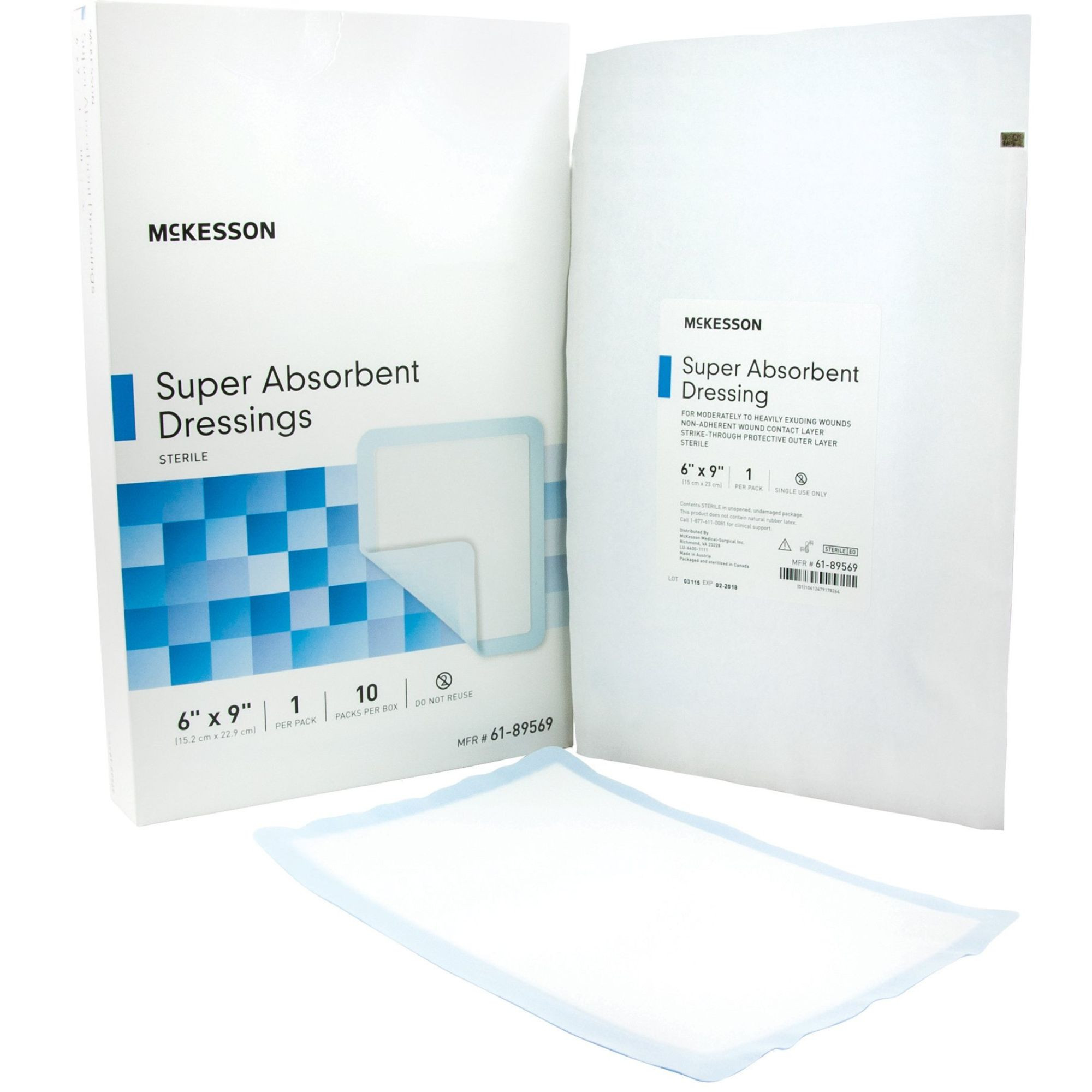 McKesson Super Absorbent Dressings, 6 X 9", 61-89569, Box of 10