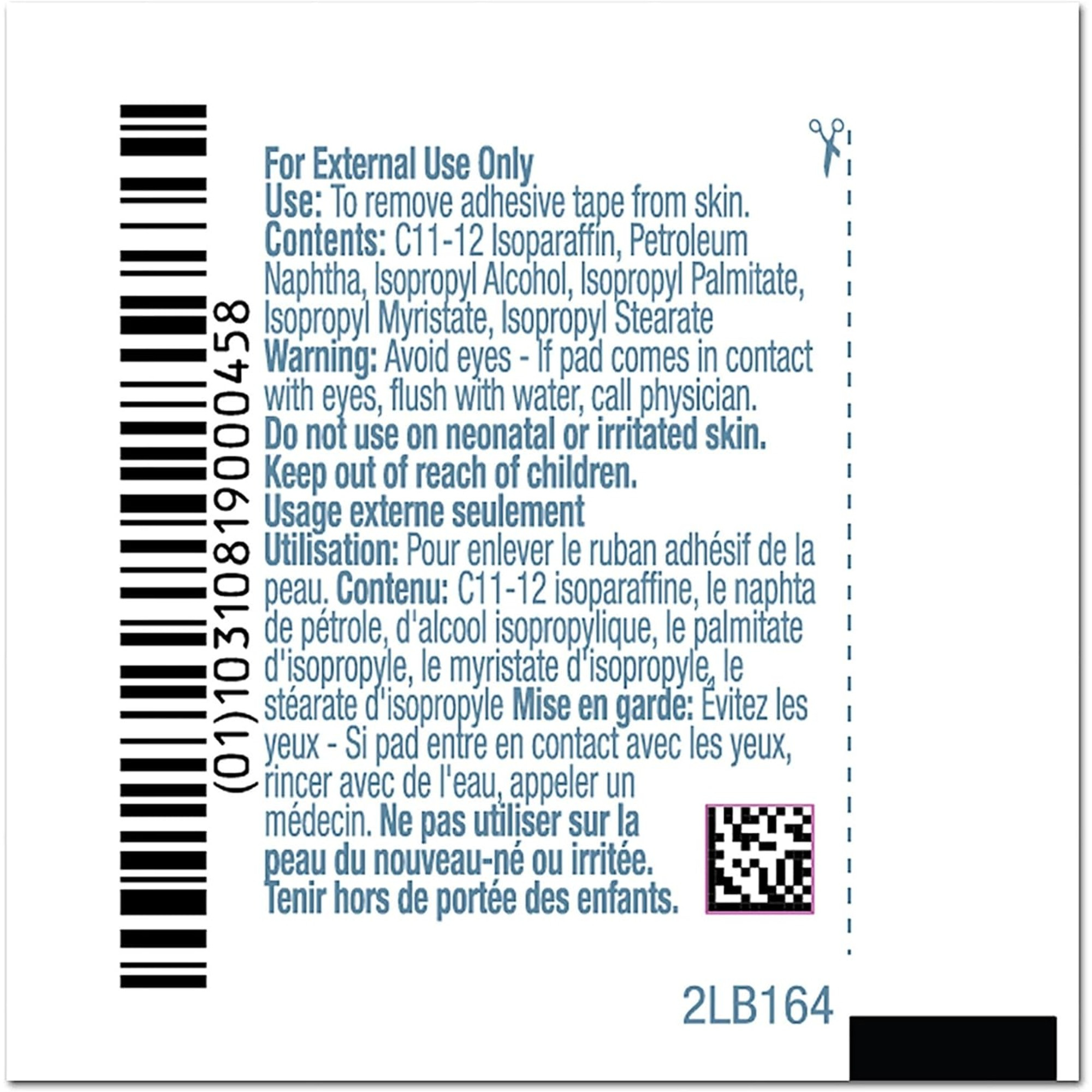 PDI Adhesive Tape Remover Pad, 1-1/4 X 2-5/8" , B16400, Box of 100