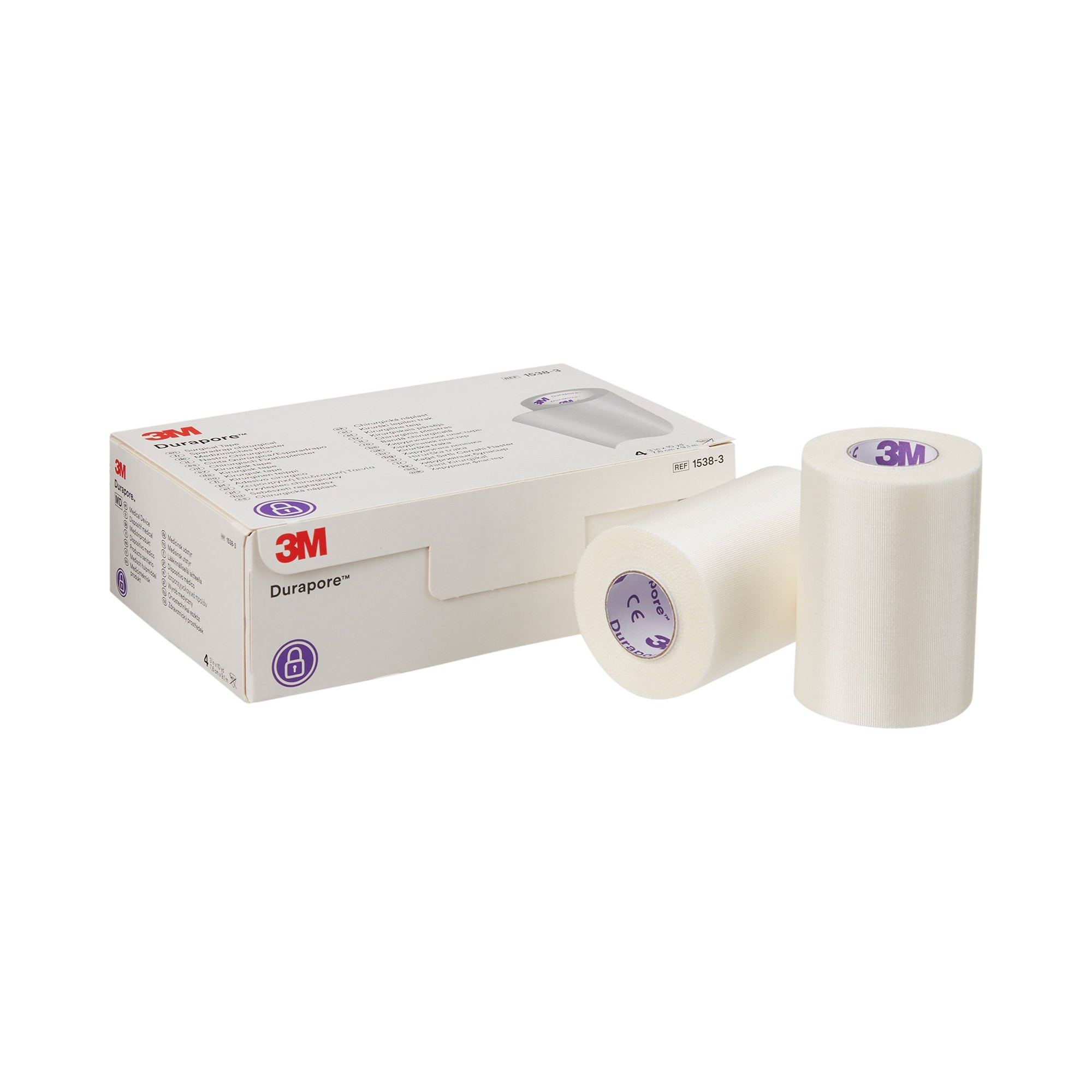 3M Durapore Silk-Like Cloth Medical Tape, 3" x 10 yd, 1538-3, Box of 4