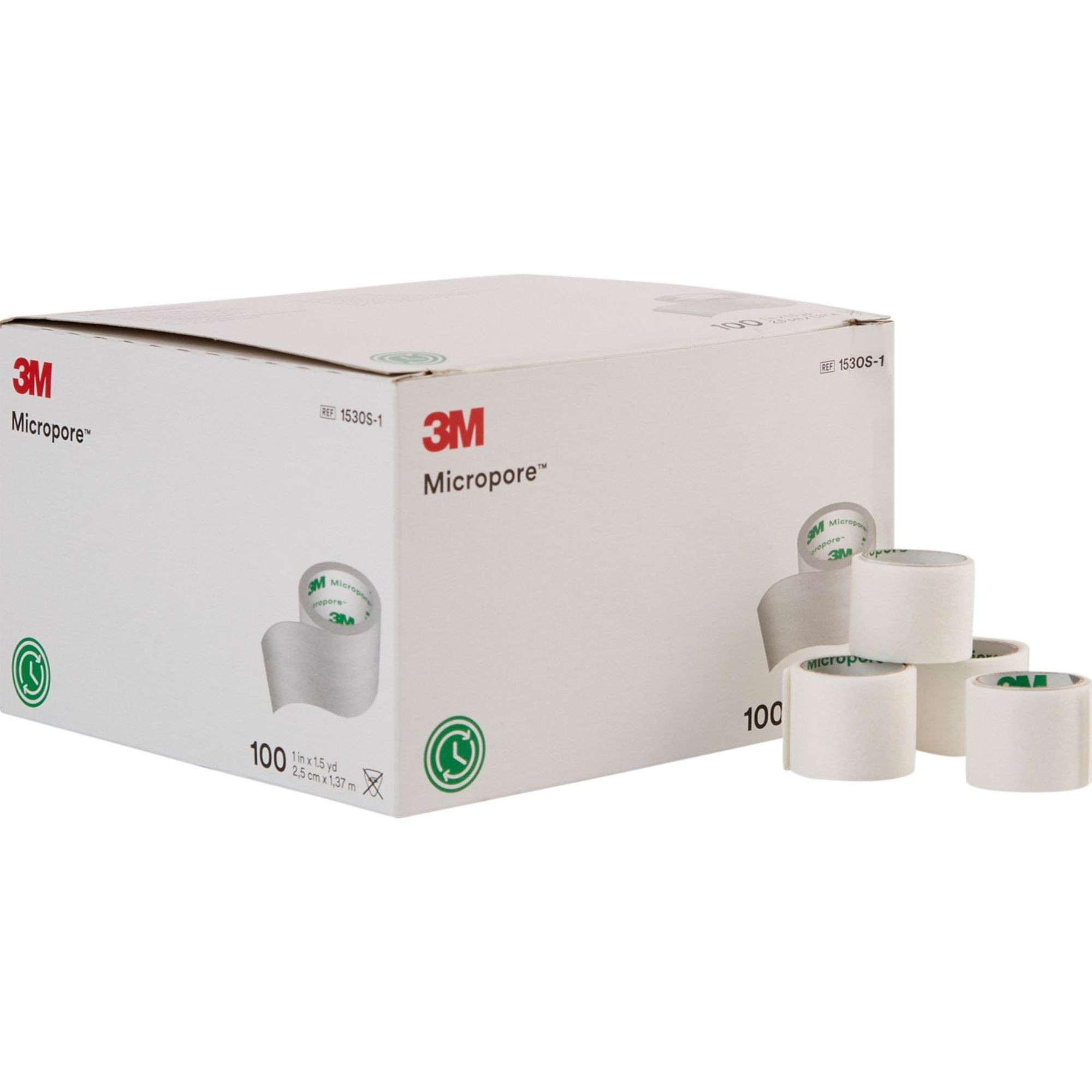 3M Micropore Skin Friendly Paper Medical Tape, 1" X 1.5 yd, 1530S-1, Box of 100