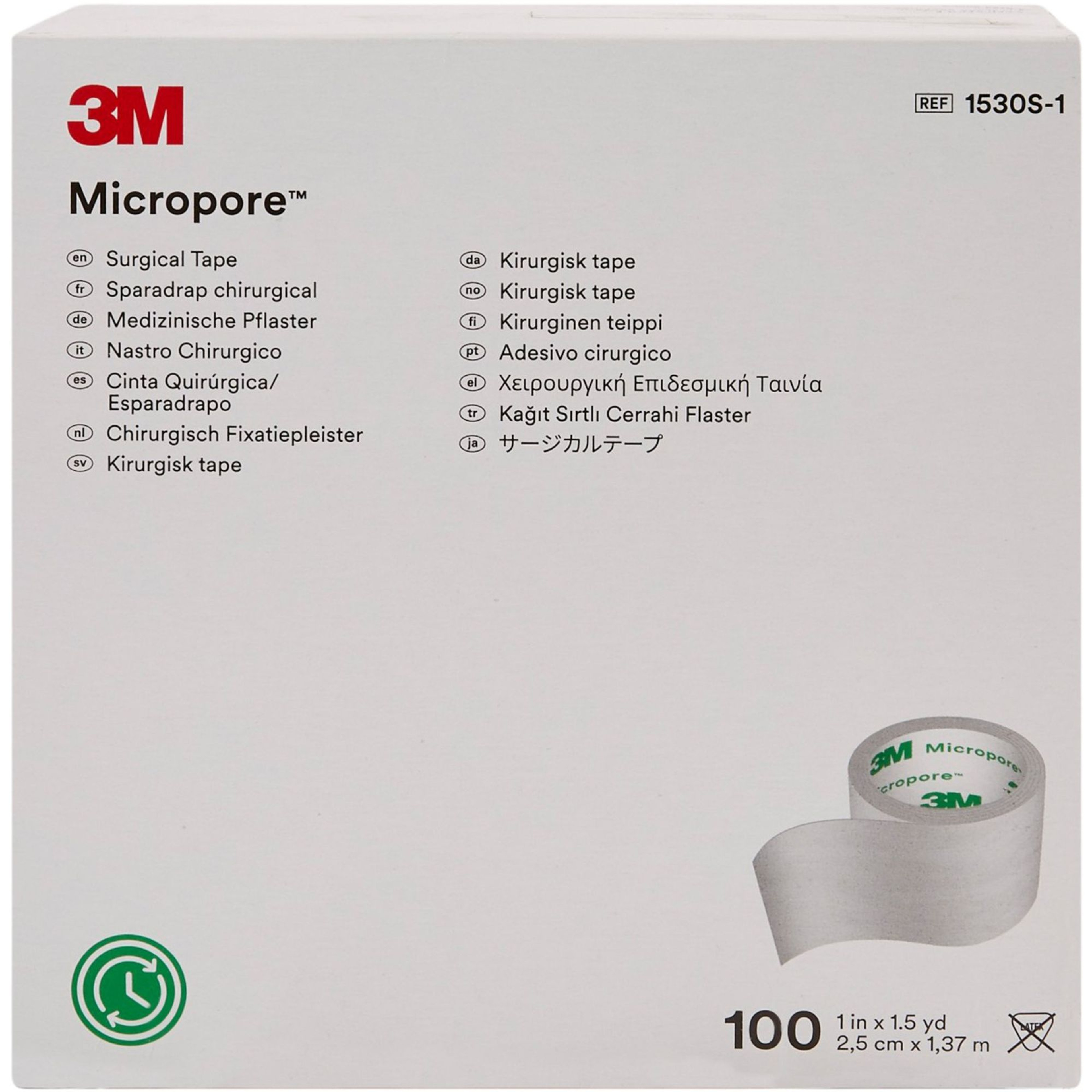 3M Micropore Skin Friendly Paper Medical Tape, 1" X 1.5 yd, 1530S-1, Box of 100
