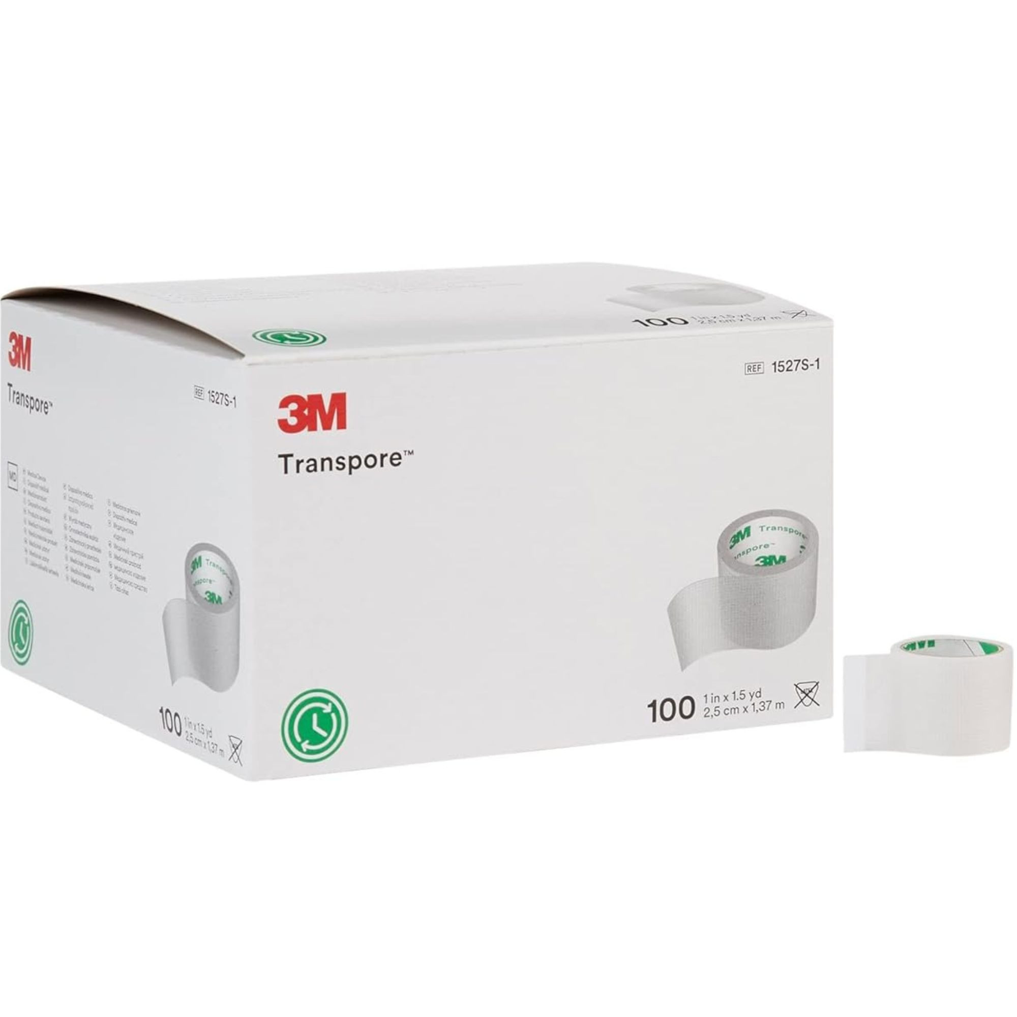 3M Transpore Water Resistant Plastic Medical Tape, 1" X 1.5 yd