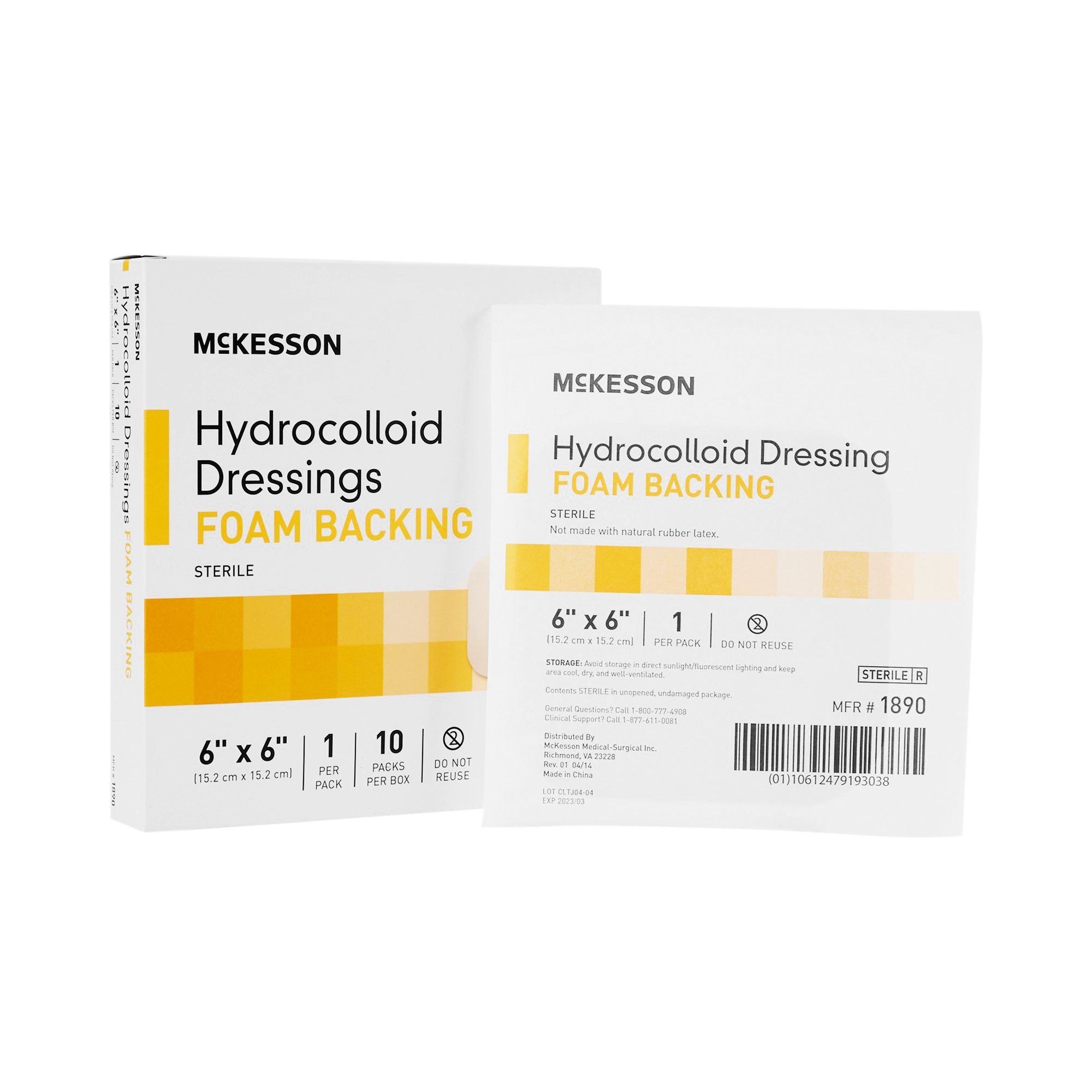 McKesson Hydrocolloid Dressings Foam Backing, 6 X 6", 1890, Box of 10