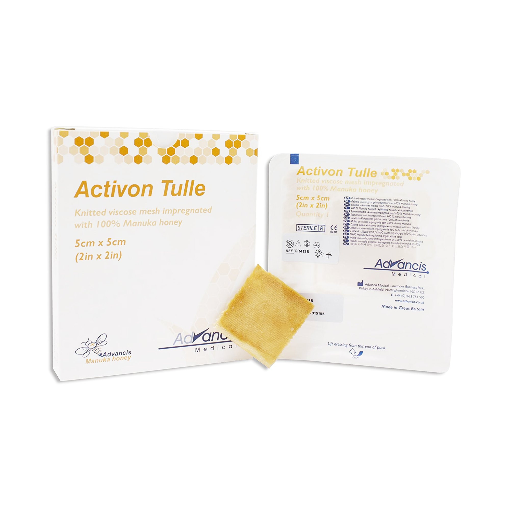 Activon Tulle Impregnated Manuka Honey Dressing, 2 X 2", CR4135, Box of 5